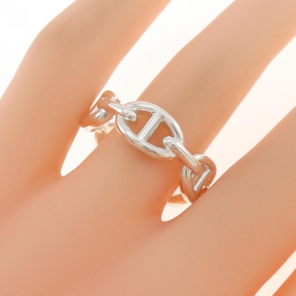 Hermes Silver 925 Band Ring (Pre-Owned)