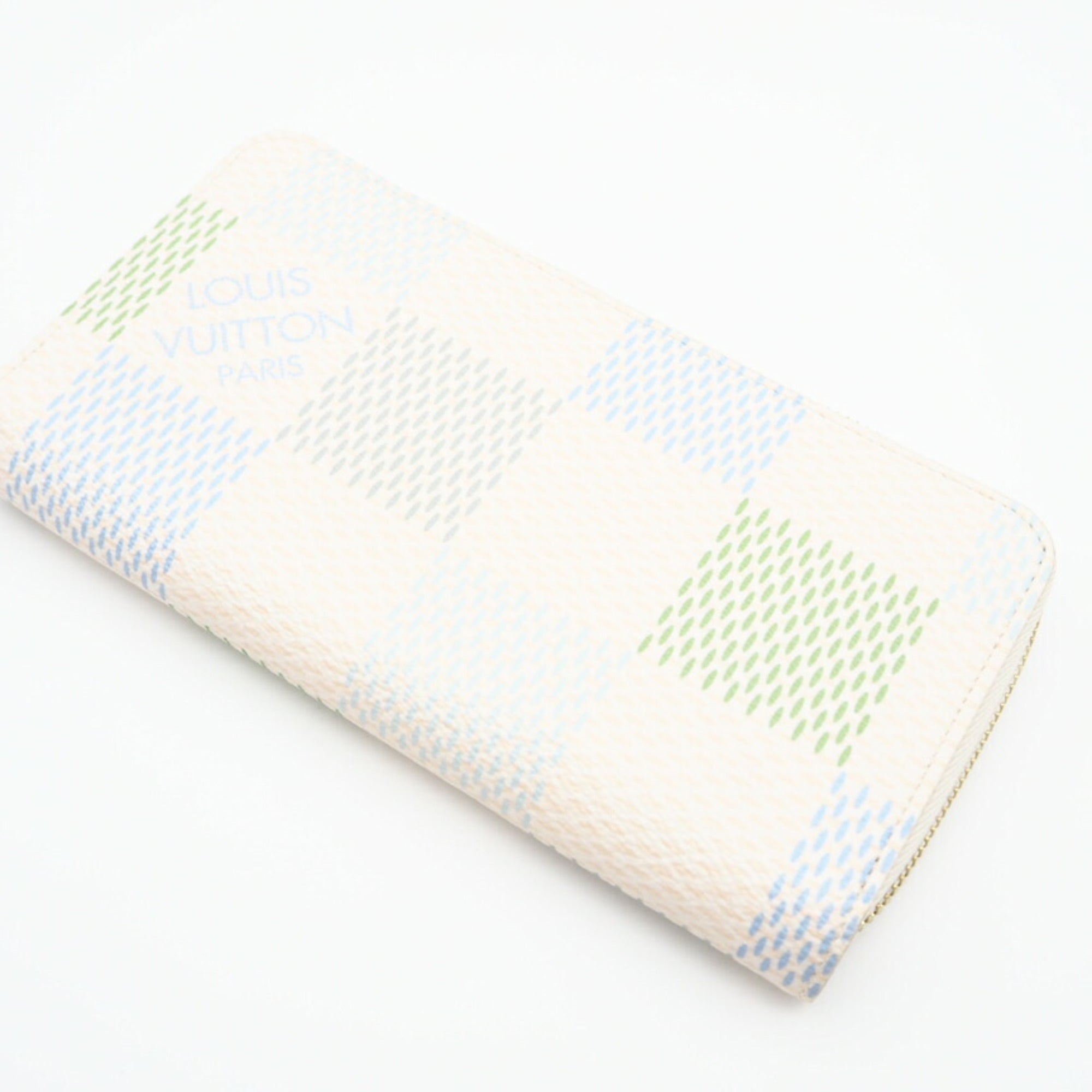 Louis Vuitton Blue Green White Coated Canvas Long Wallet (Bi-Fold) (Pre-Owned)