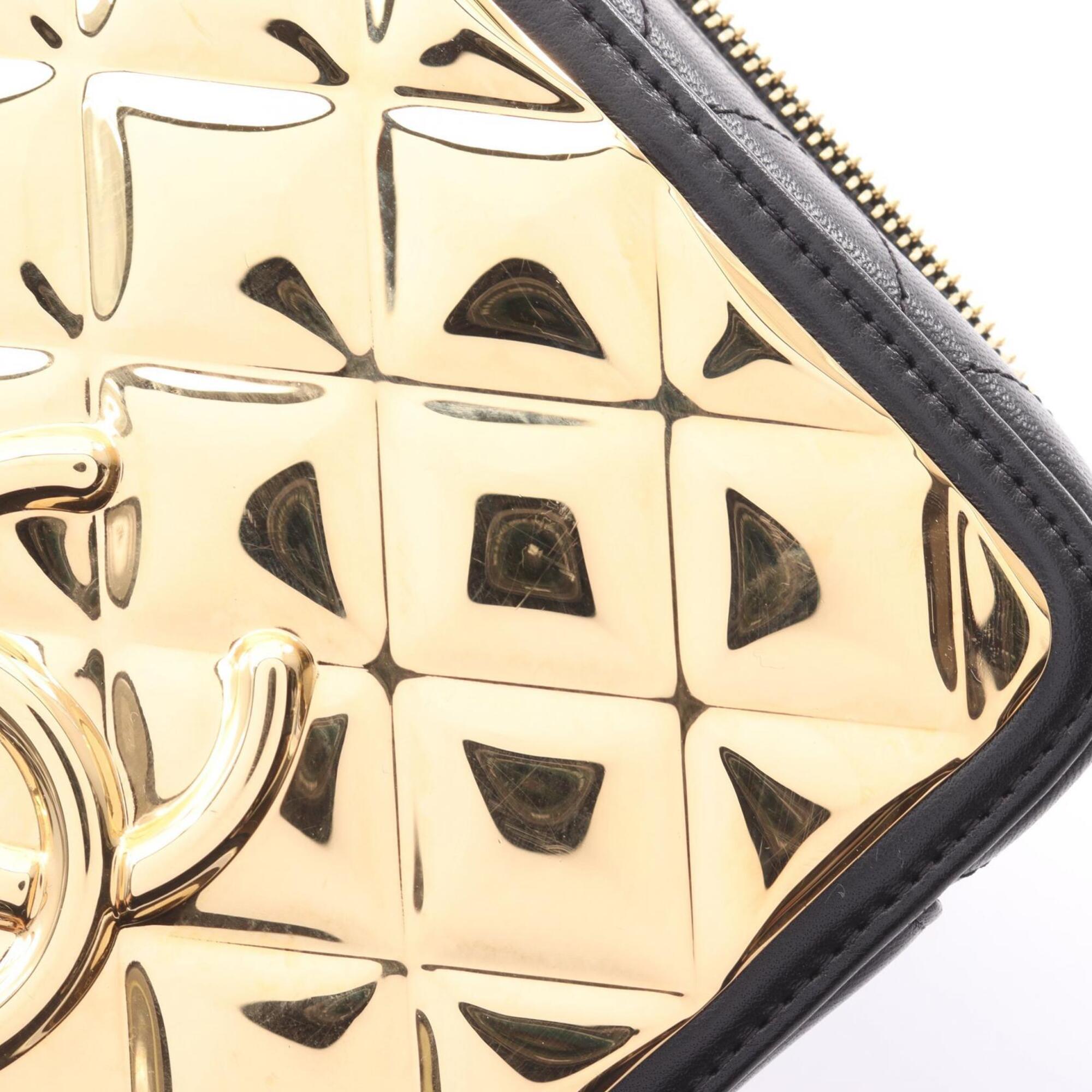 Chanel Black Gold Leather Handbag Shoulder Bag Vanity Bag (Pre-Owned)