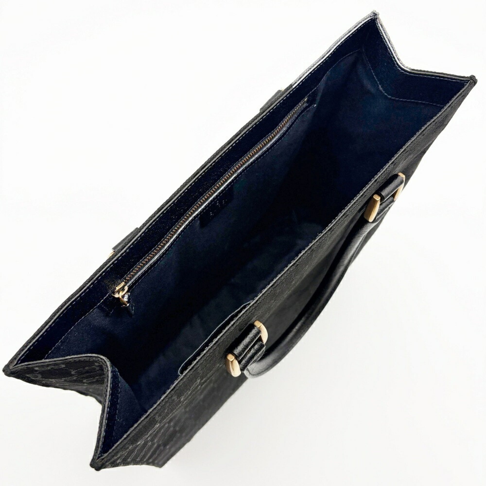 Gucci Black Gg Canvas Leather Tote Bag (Pre-Owned)