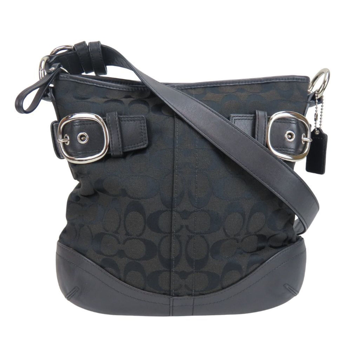 Coach Black Canvas Leather Shoulder Bag (Pre-Owned)