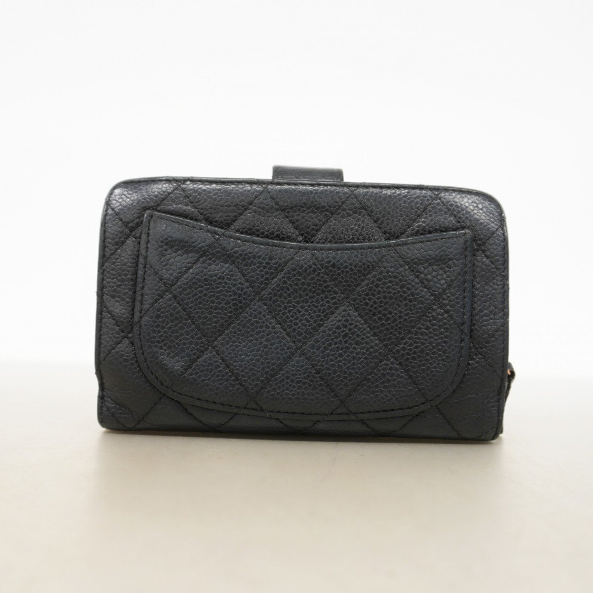 Chanel Black Grained Calfskin Wallet (Bi-Fold) (Pre-Owned)