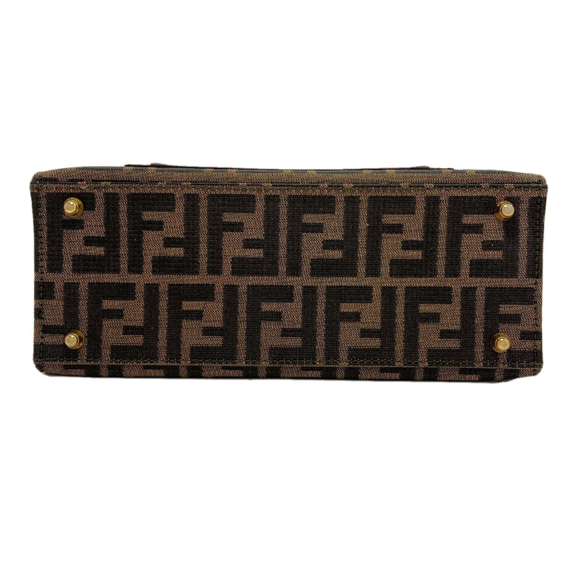 Fendi Brown Canvas Leather Handbag (Pre-Owned)