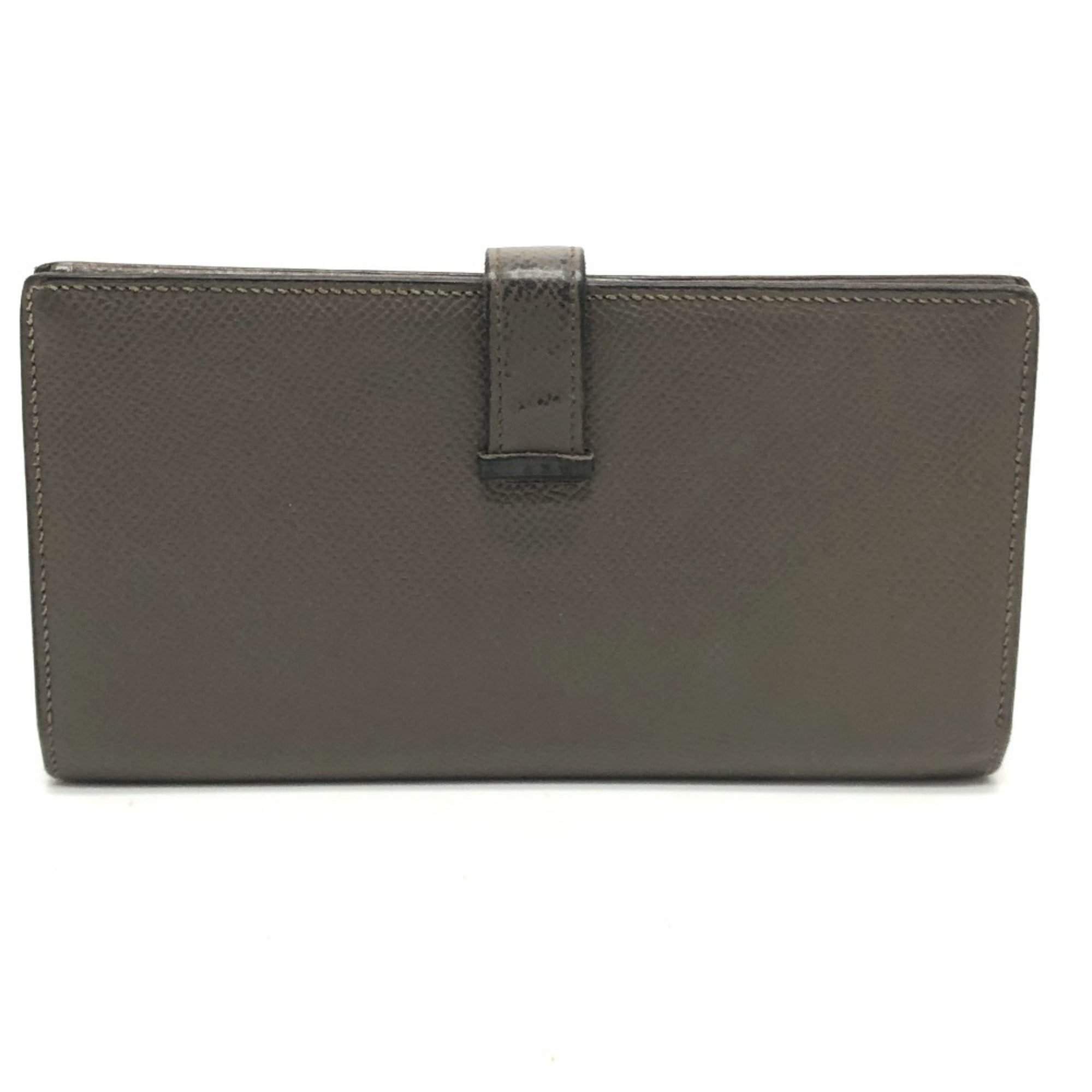 Hermes Gray Leather Long Wallet (Bi-Fold) (Pre-Owned)
