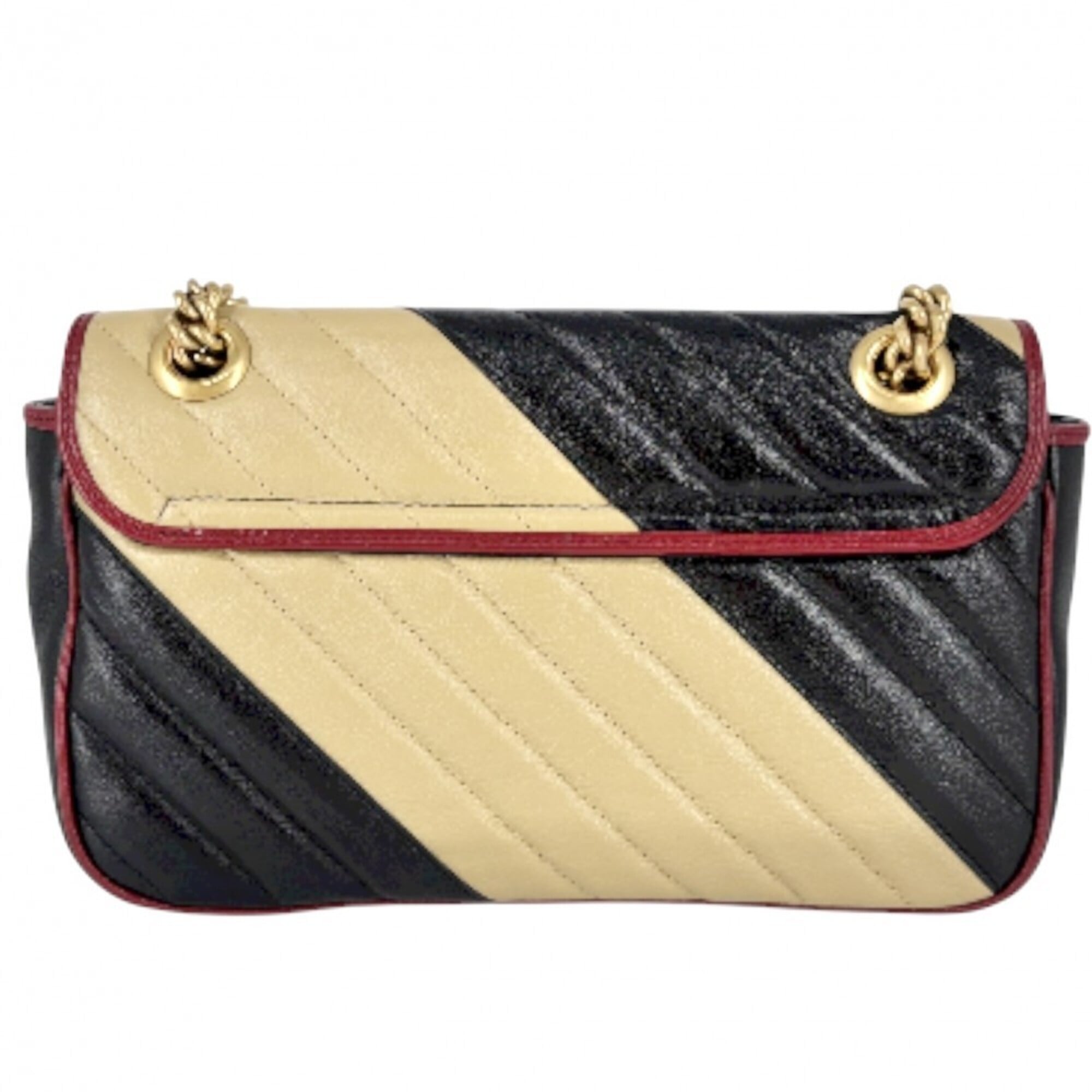 Gucci Beige Black Red Color Leather Handbag Shoulder Bag (Pre-Owned)
