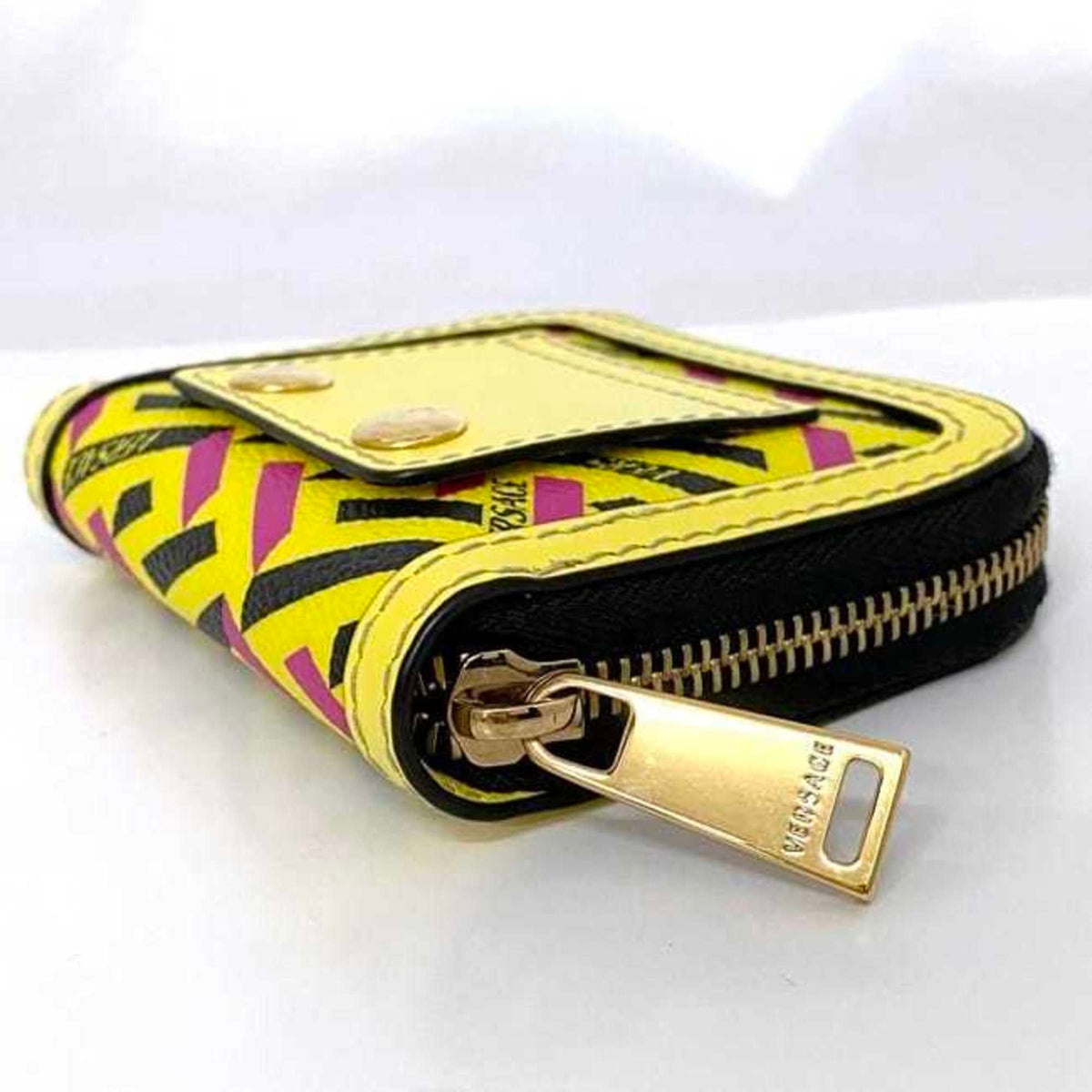 Versace Yellow Leather Coin Purse/Coin Case (Pre-Owned)