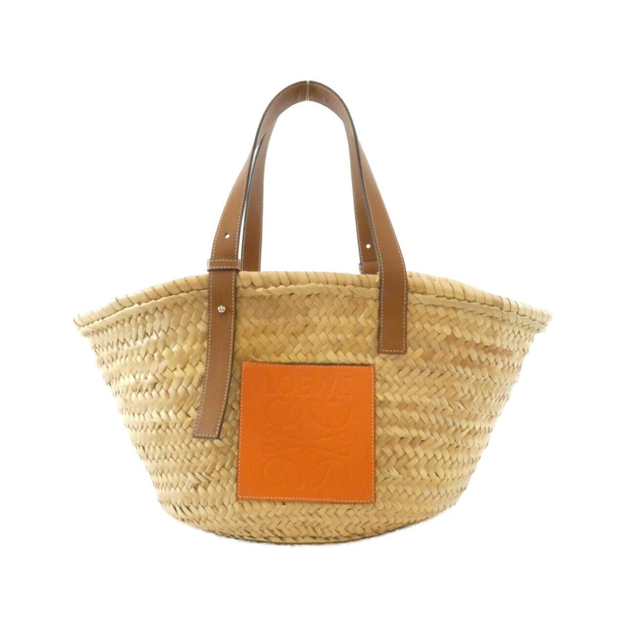Loewe Beige Orange Raffia Leather Handbag (Pre-Owned)