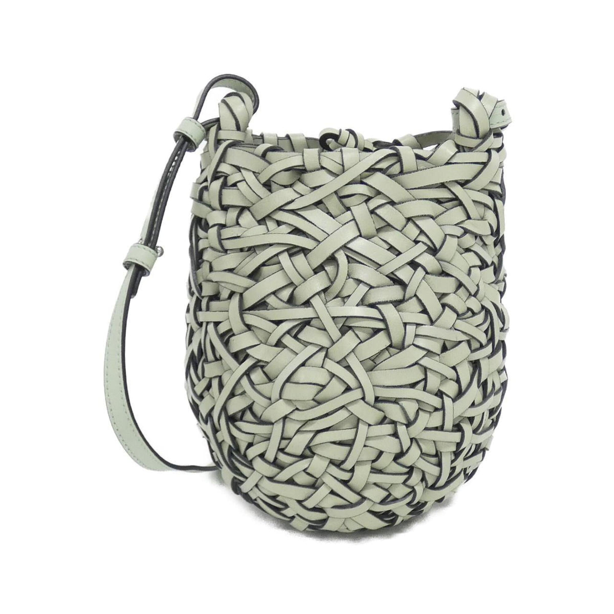 Loewe Green Light Green Leather Basket Handbag Shoulder Bag (Pre-Owned)