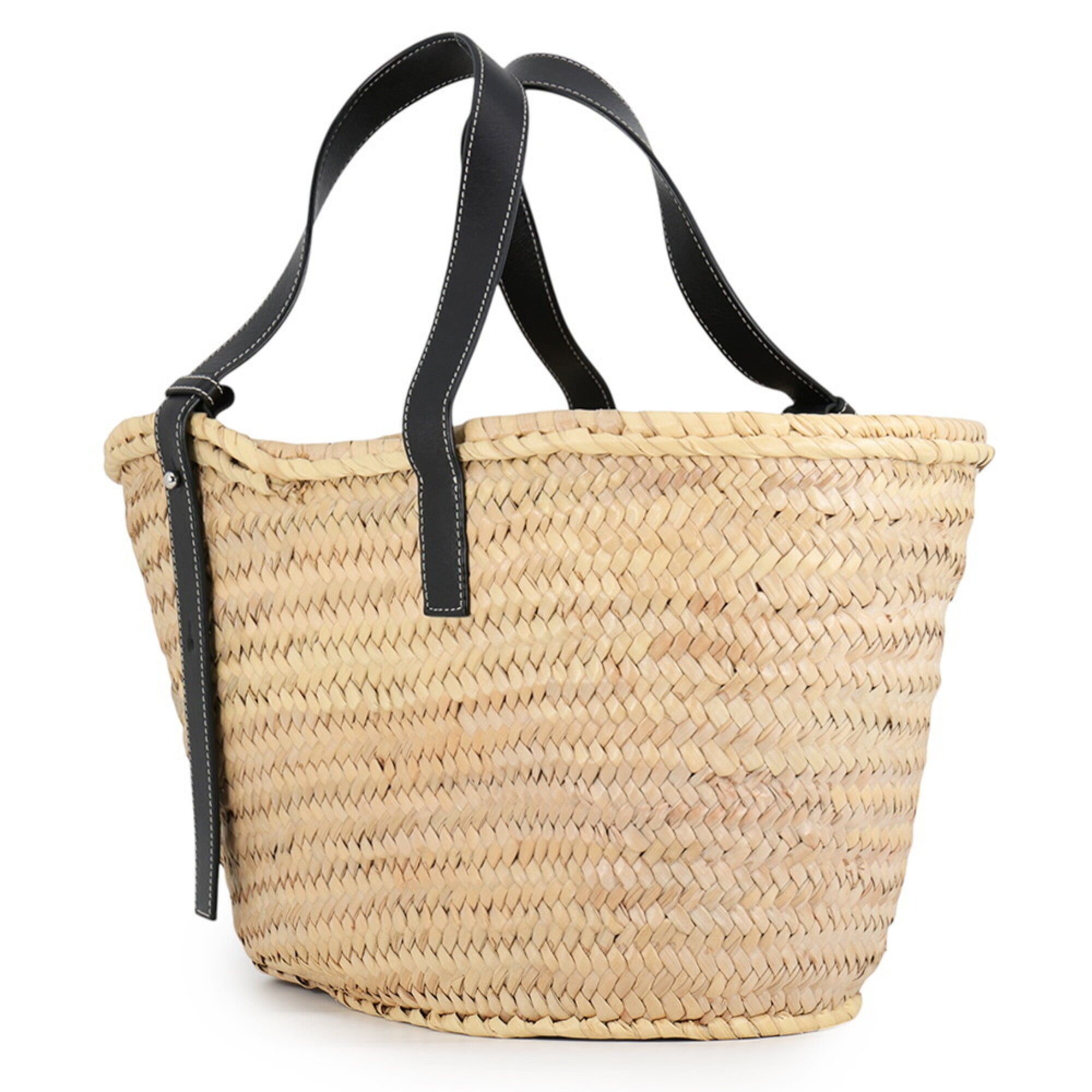 Loewe Black Raffia Leather Basket Handbag Tote Bag (Pre-Owned)