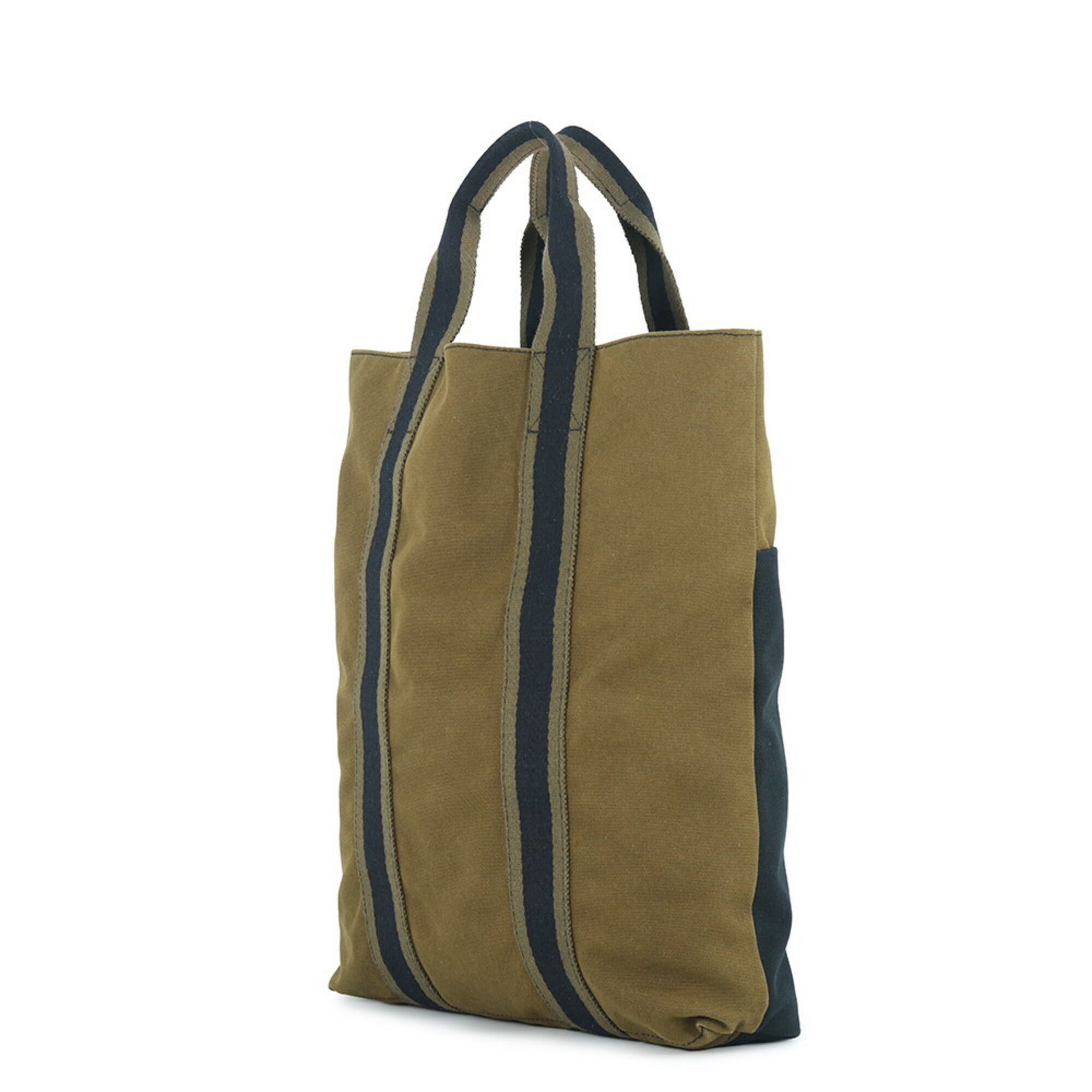 Hermes Black Green Canvas Handbag Tote Bag (Pre-Owned)