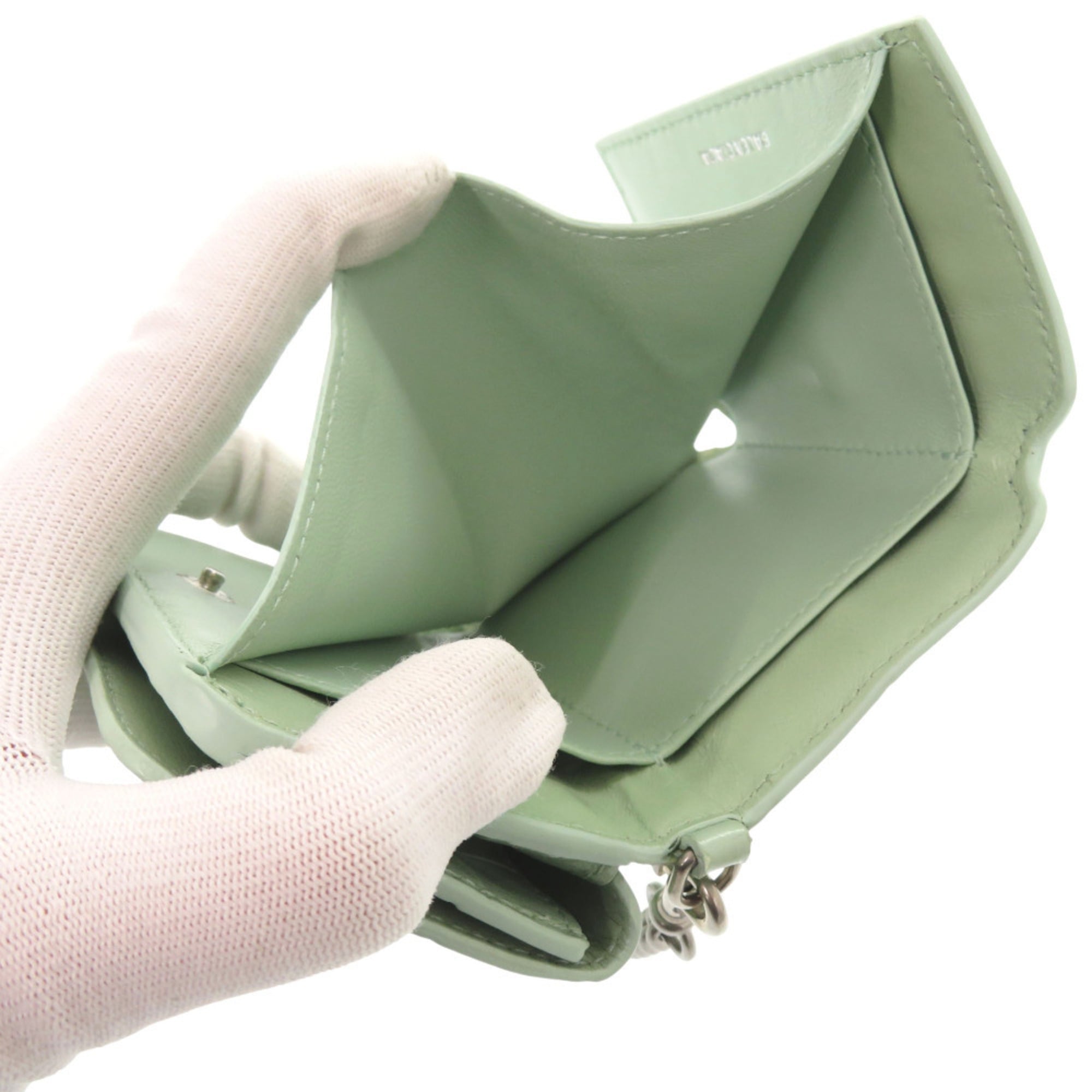 Balenciaga Green Leather Chain/Shoulder Wallet (Pre-Owned)