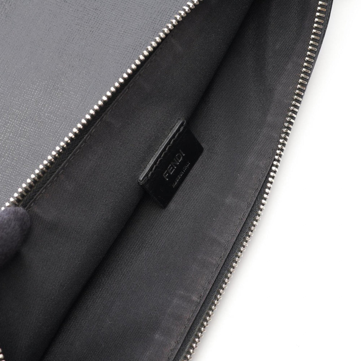 Fendi Black Leather Clutch Bag Handbag (Pre-Owned)
