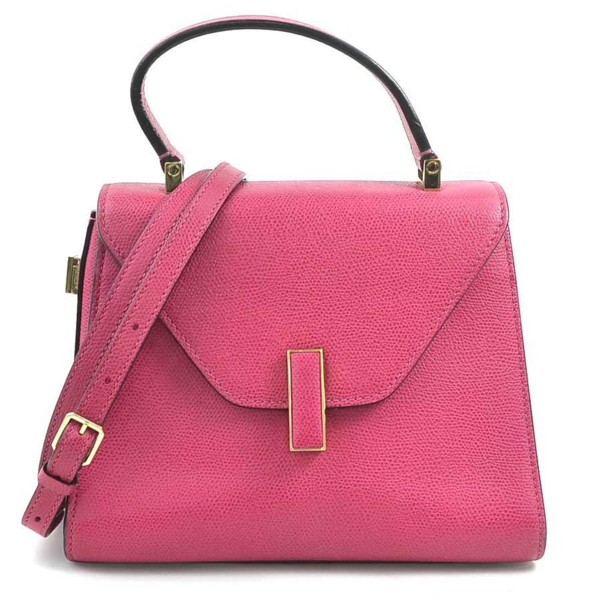 Valextra Magenta Leather Handbag Shoulder Bag (Pre-Owned)