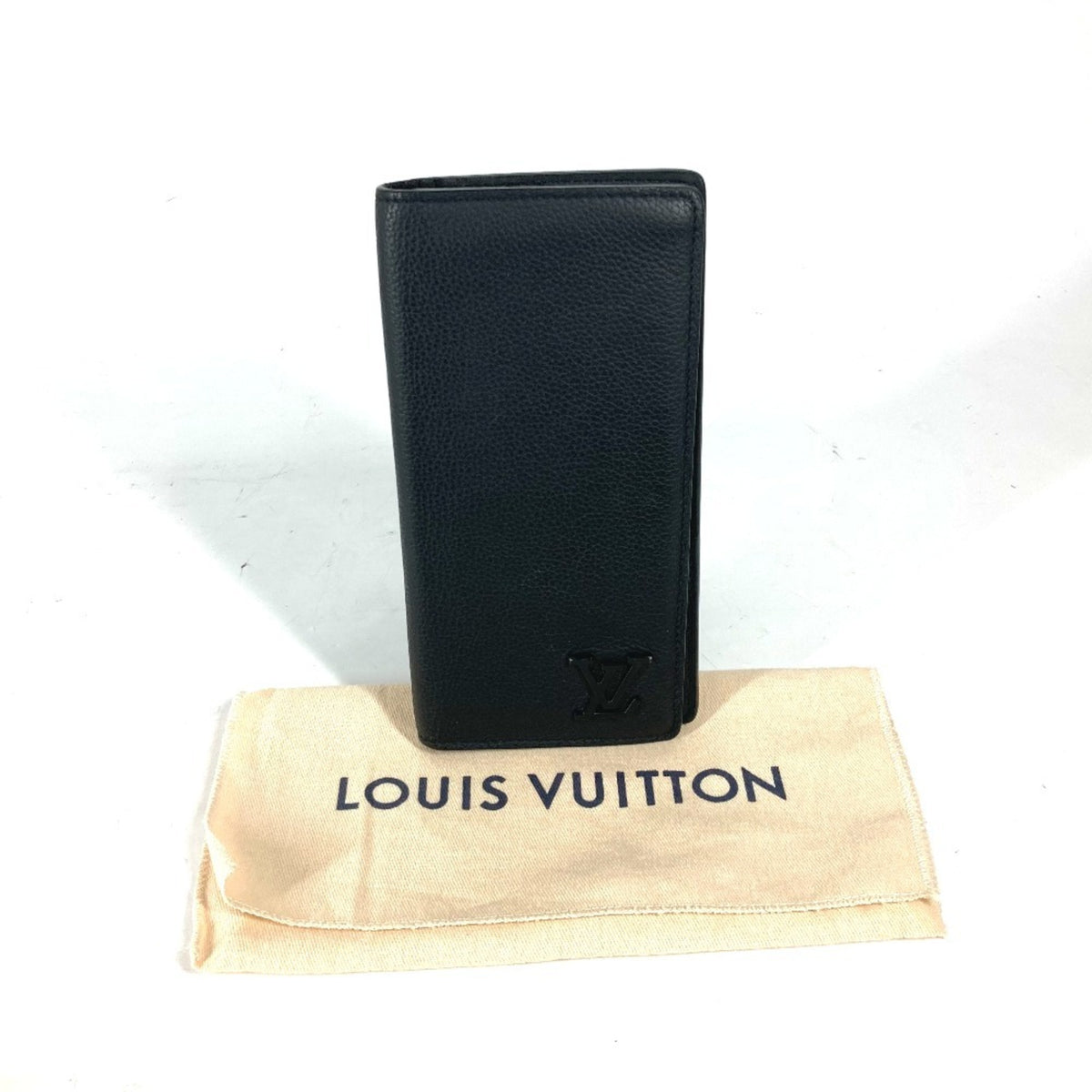 Louis Vuitton Black Leather Long Wallet (Bi-Fold) (Pre-Owned)