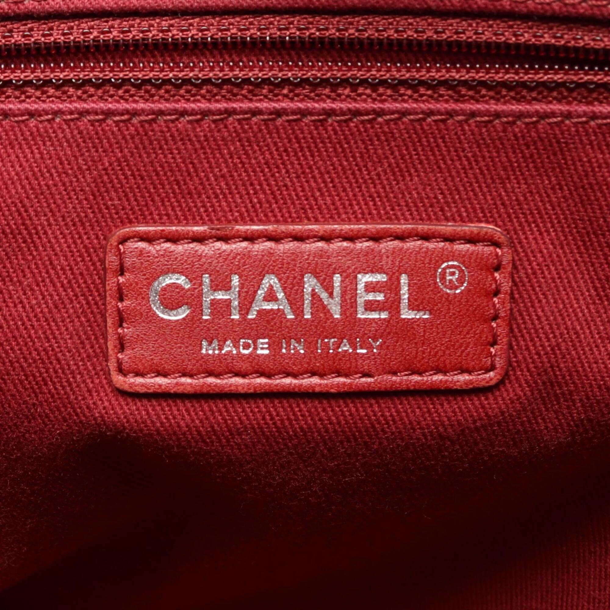 Chanel Bordeaux Red Color Canvas Leather Handbag Tote Bag (Pre-Owned)