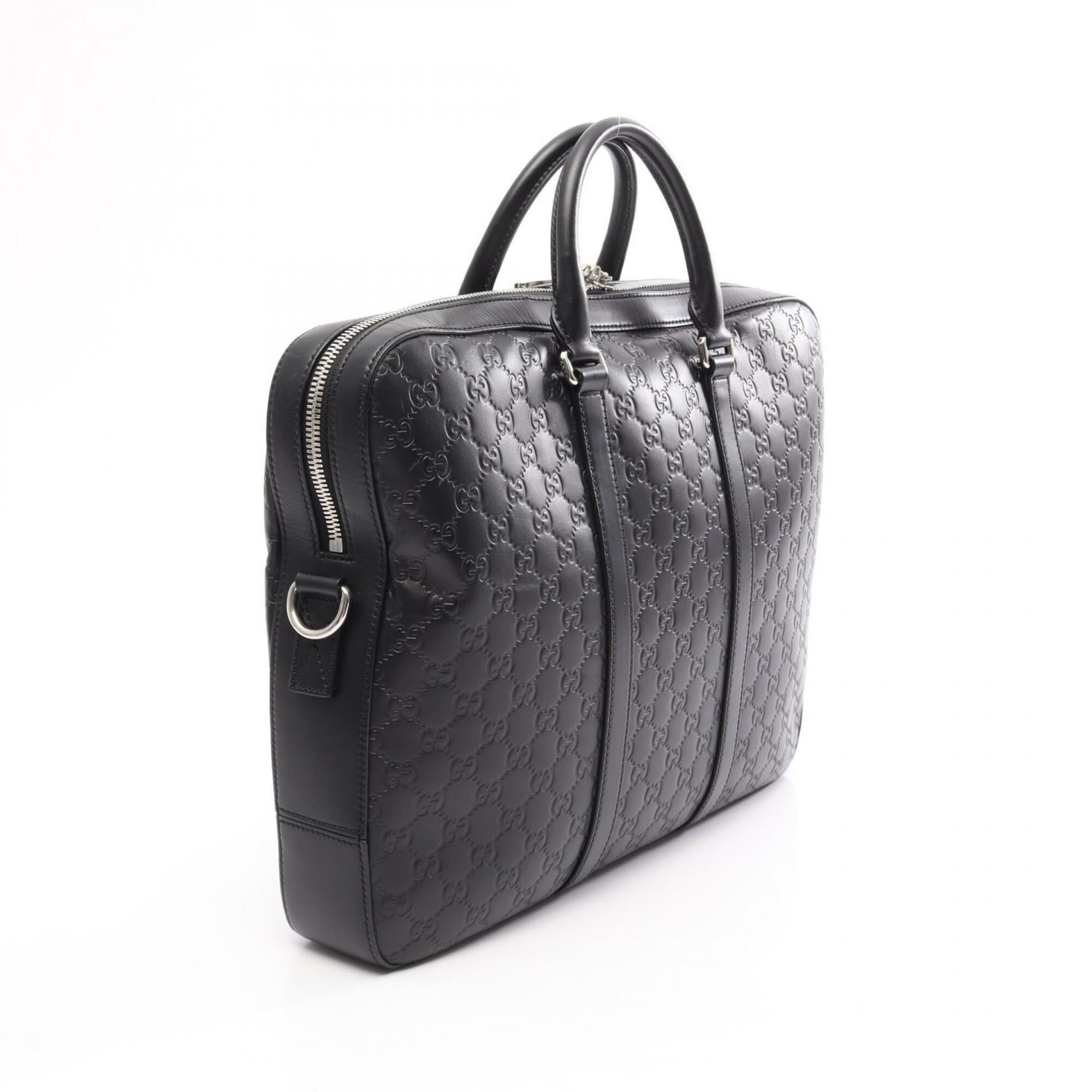 Gucci Black Leather Briefcase Handbag (Pre-Owned)