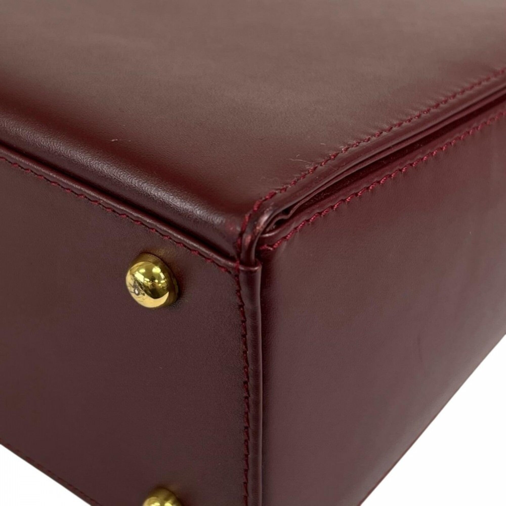 Cartier Bordeaux Leather Handbag (Pre-Owned)