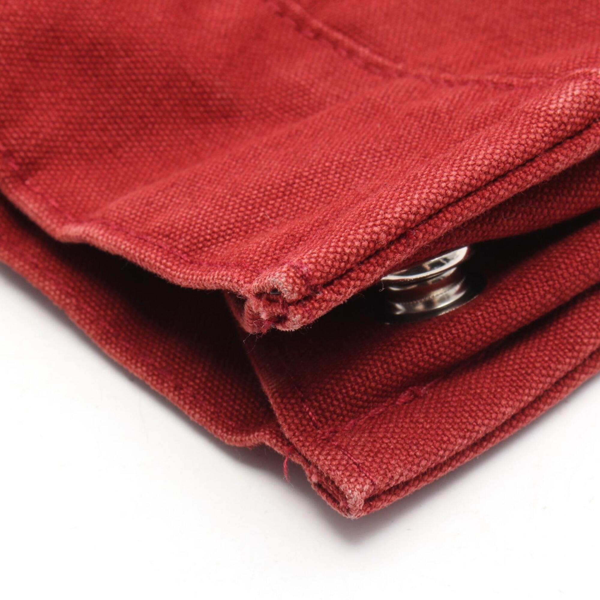 Hermes Bordeaux Red Color Canvas Handbag Tote Bag (Pre-Owned)