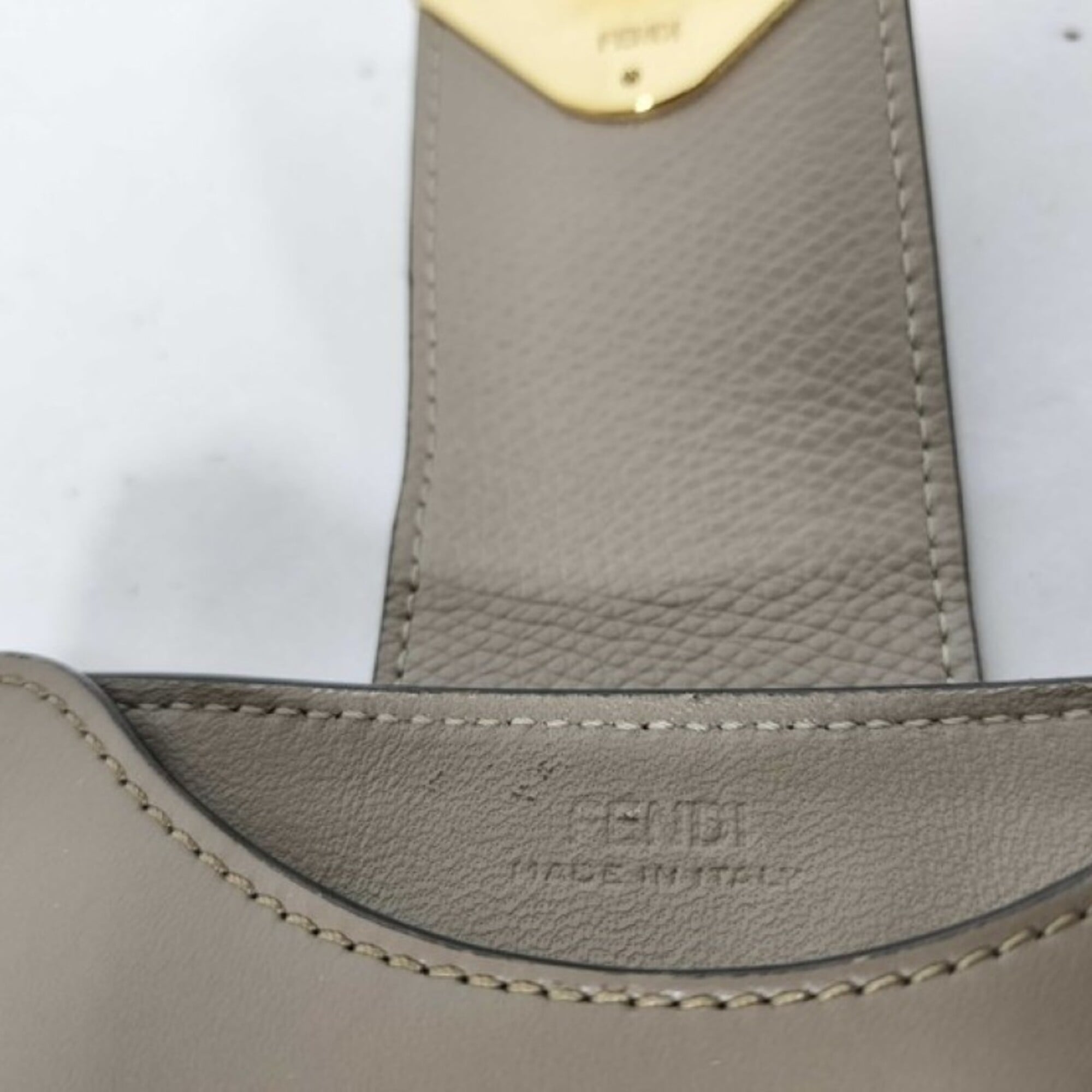 Fendi Grayish Leather Pouch Shoulder Bag (Pre-Owned)