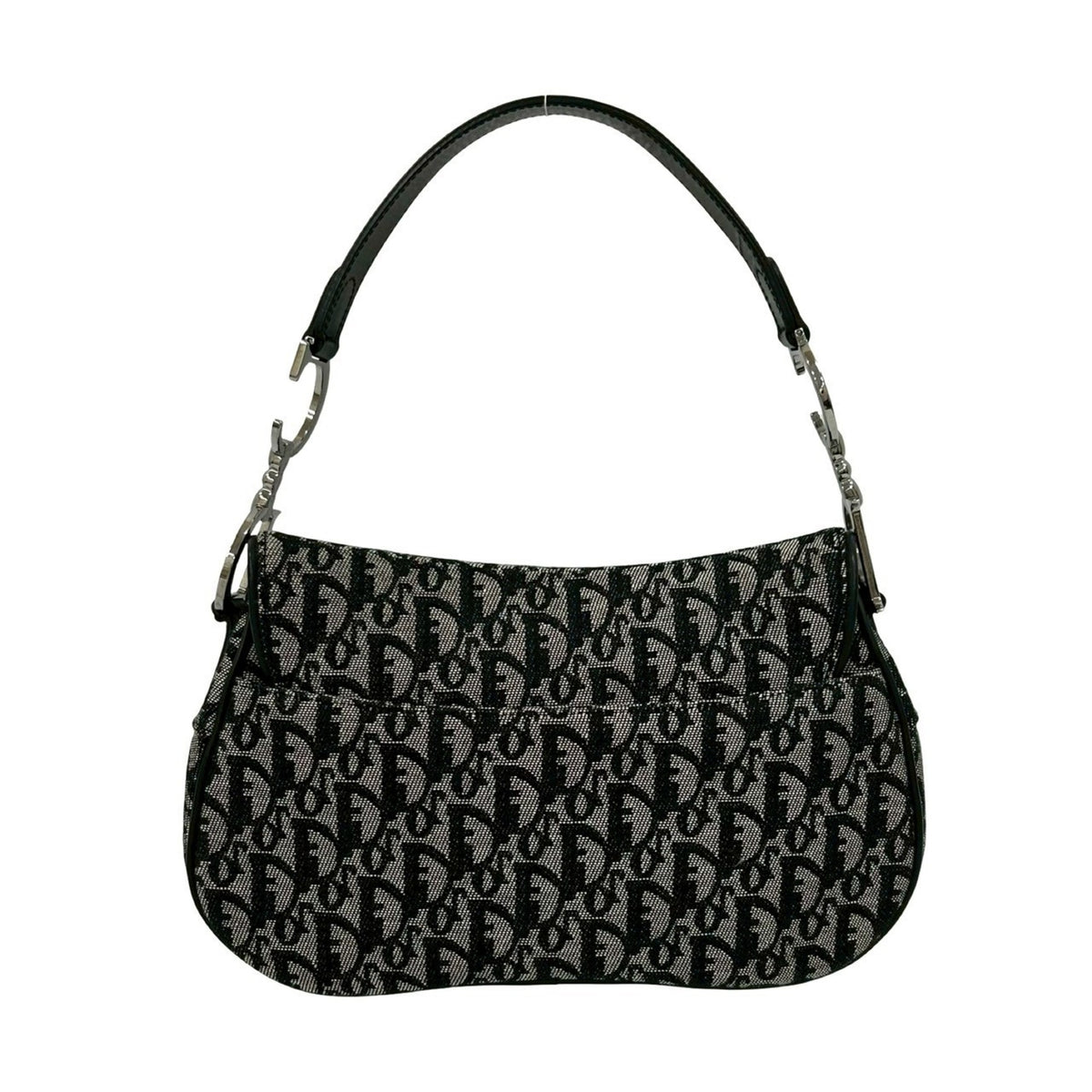 Christian Dior Black Canvas Leather Saddle Bag Shoulder Bag (Pre-Owned)