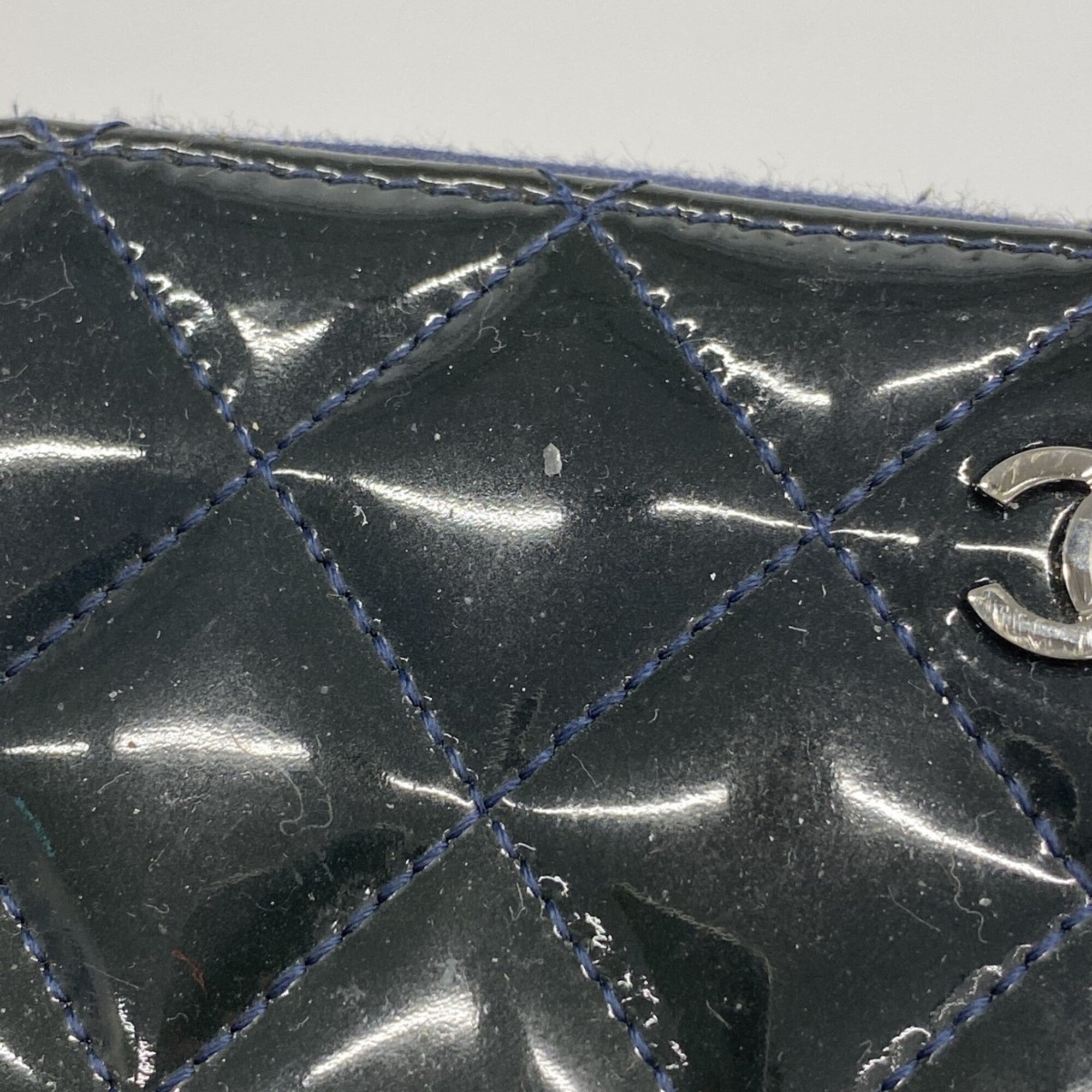 Chanel Navy Patent Leather Coin Purse/Coin Case (Pre-Owned)