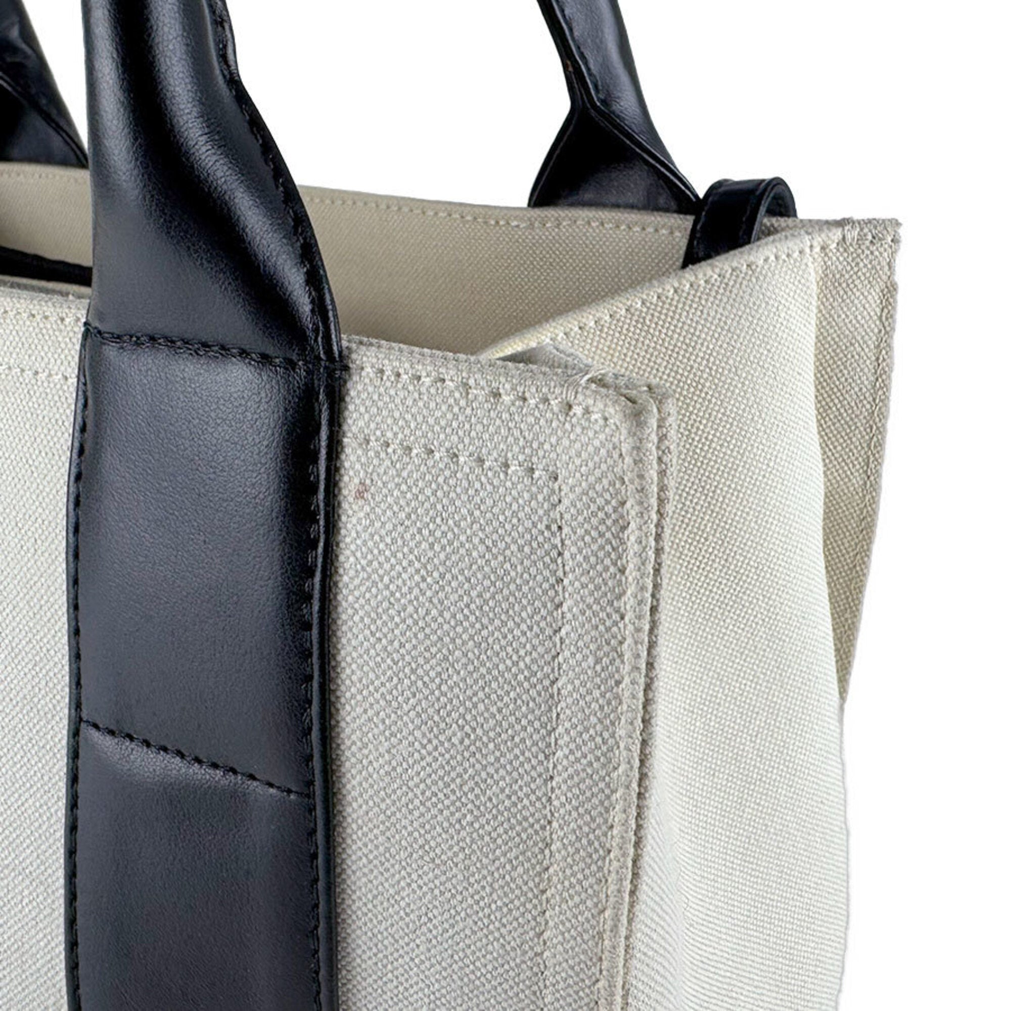 Balenciaga Black Ivory Canvas Handbag Shoulder Bag (Pre-Owned)
