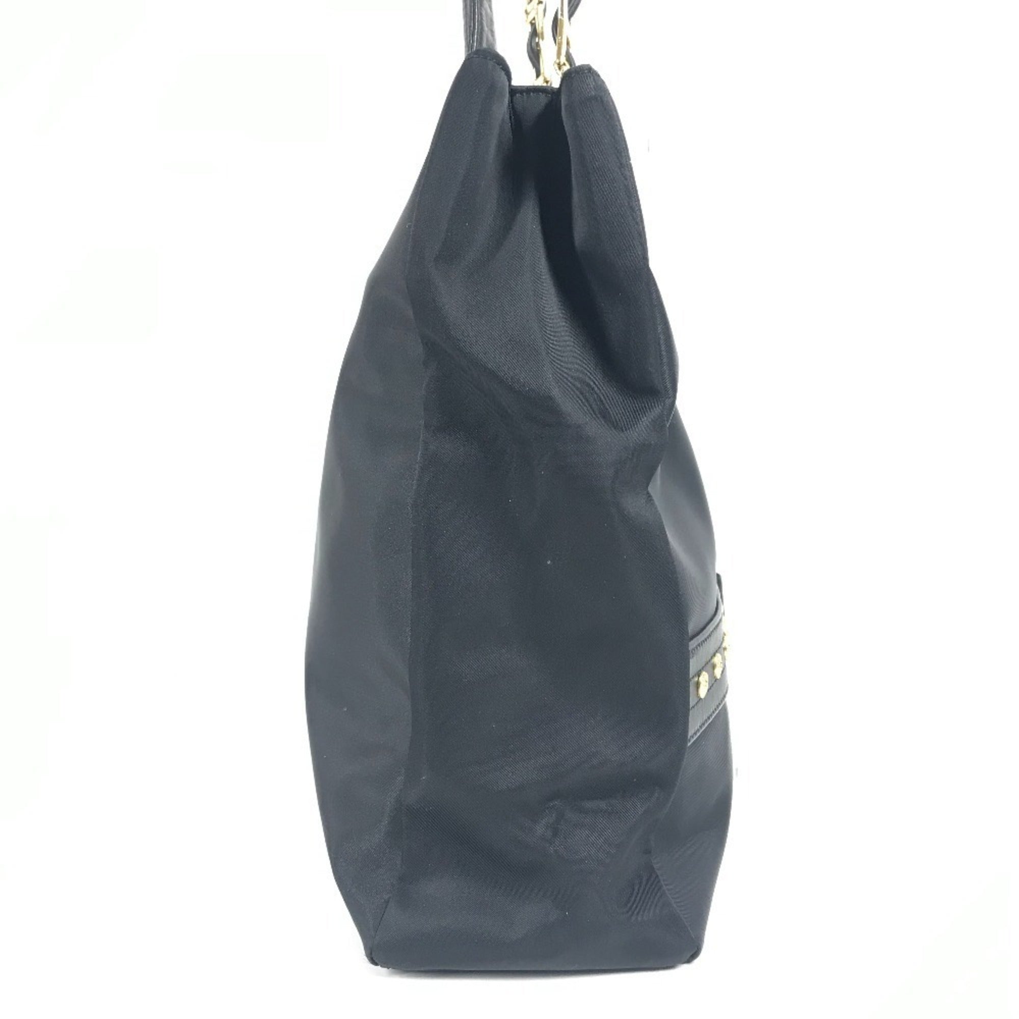 Versace Black Nylon Leather Shoulder Bag Tote Bag (Pre-Owned)
