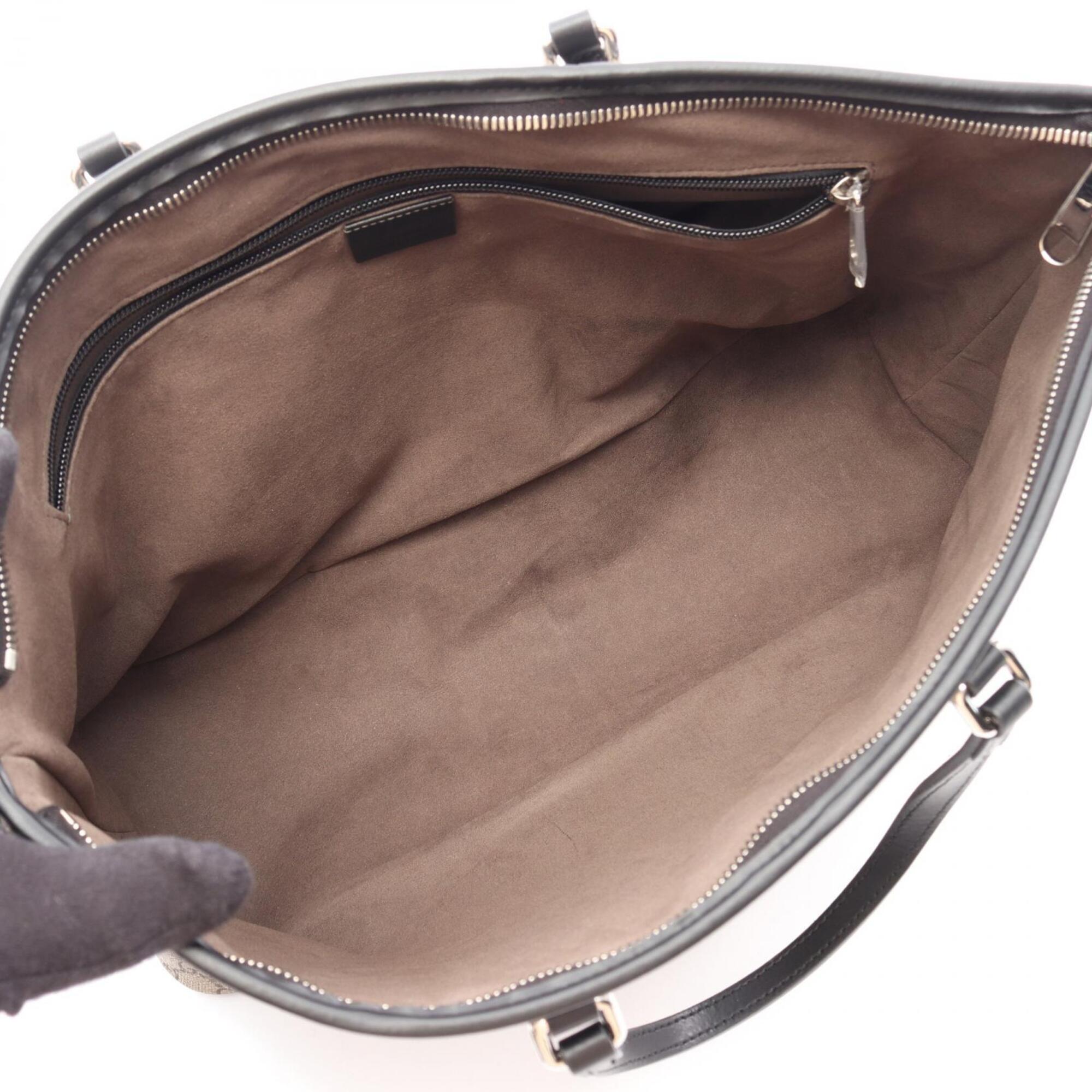Gucci Beige Black Brown Gg Supreme Leather Handbag Tote Bag (Pre-Owned)