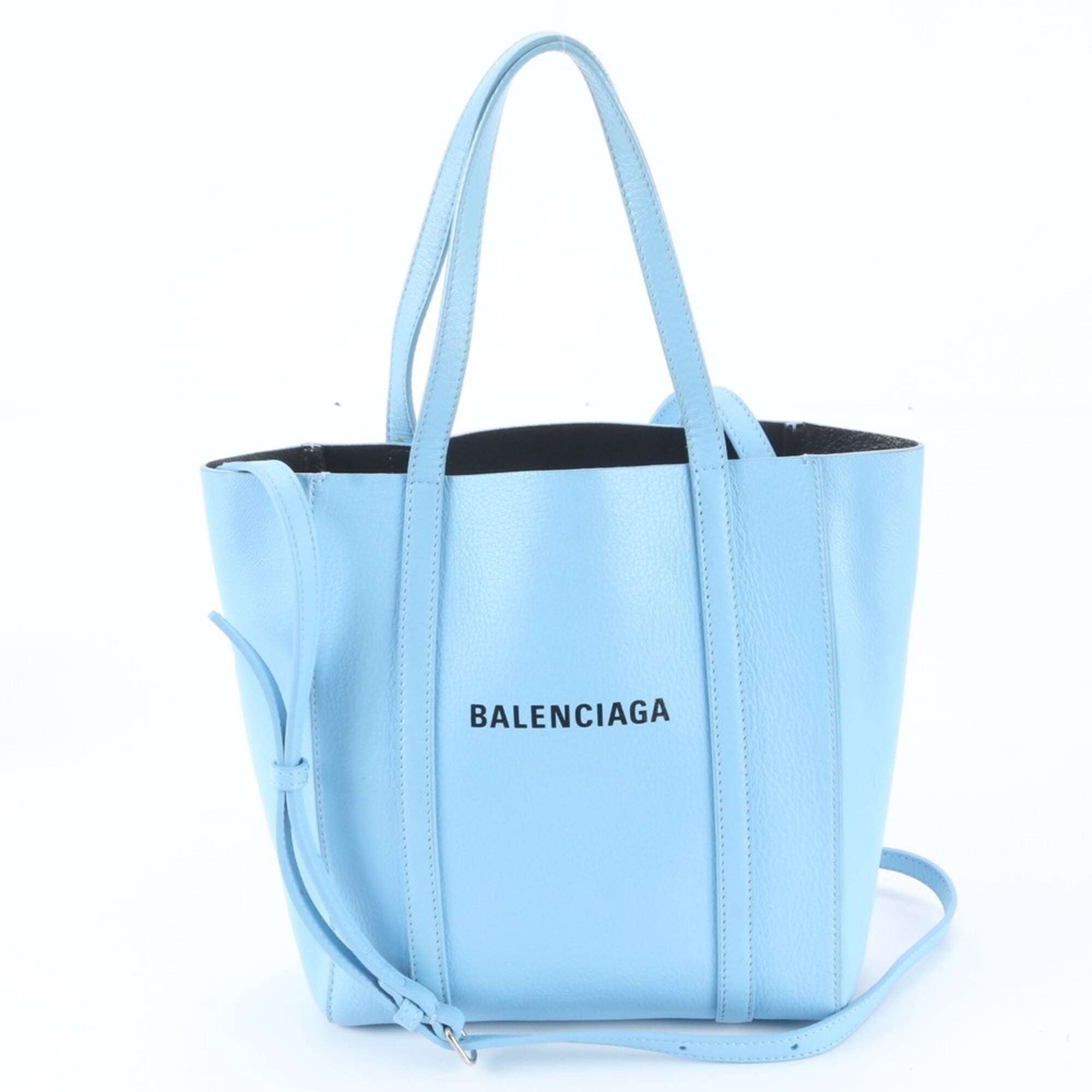 Balenciaga Light Blue Leather Handbag Shoulder Bag Tote Bag (Pre-Owned)