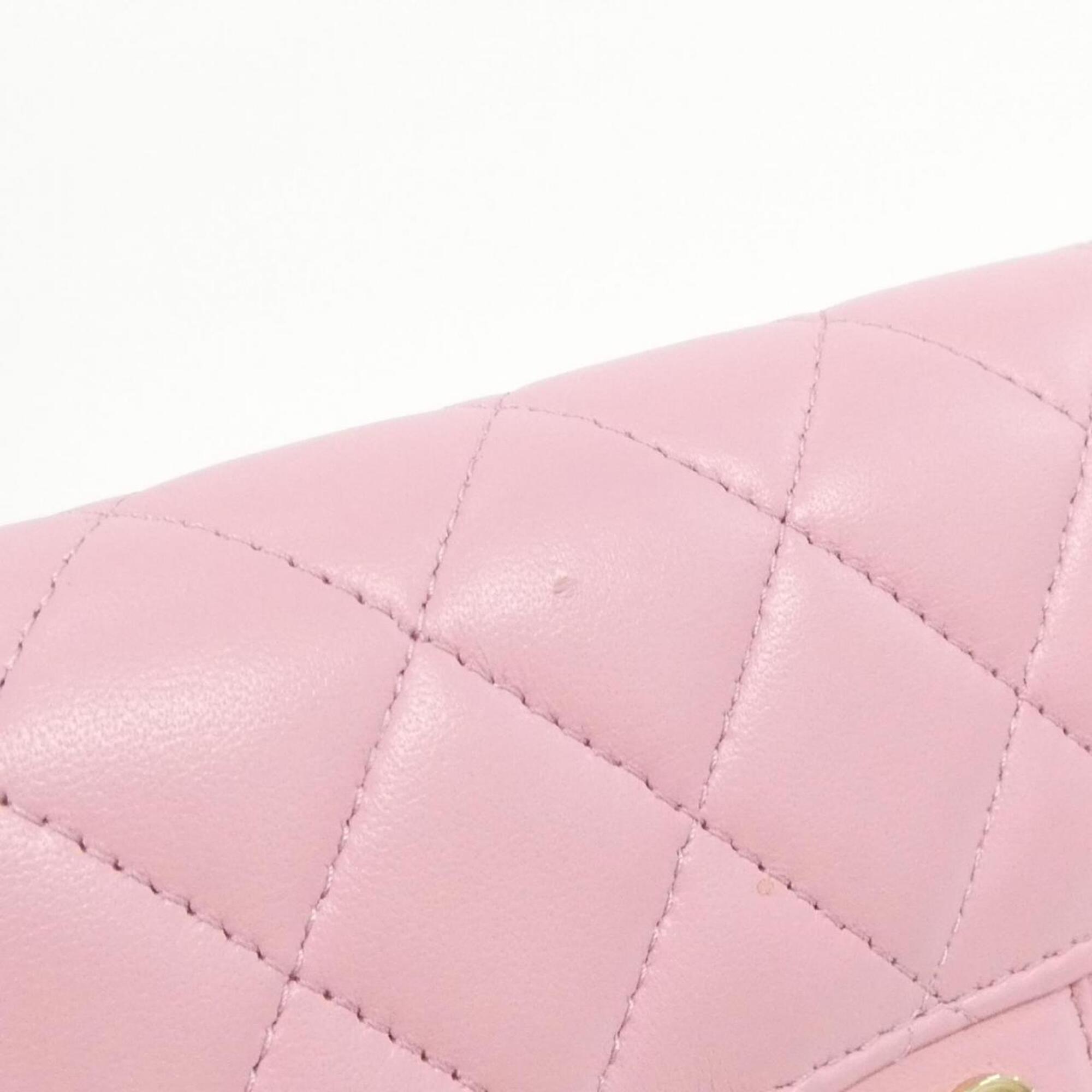 Chanel Pink Leather Wallet (Tri-Fold) (Pre-Owned)