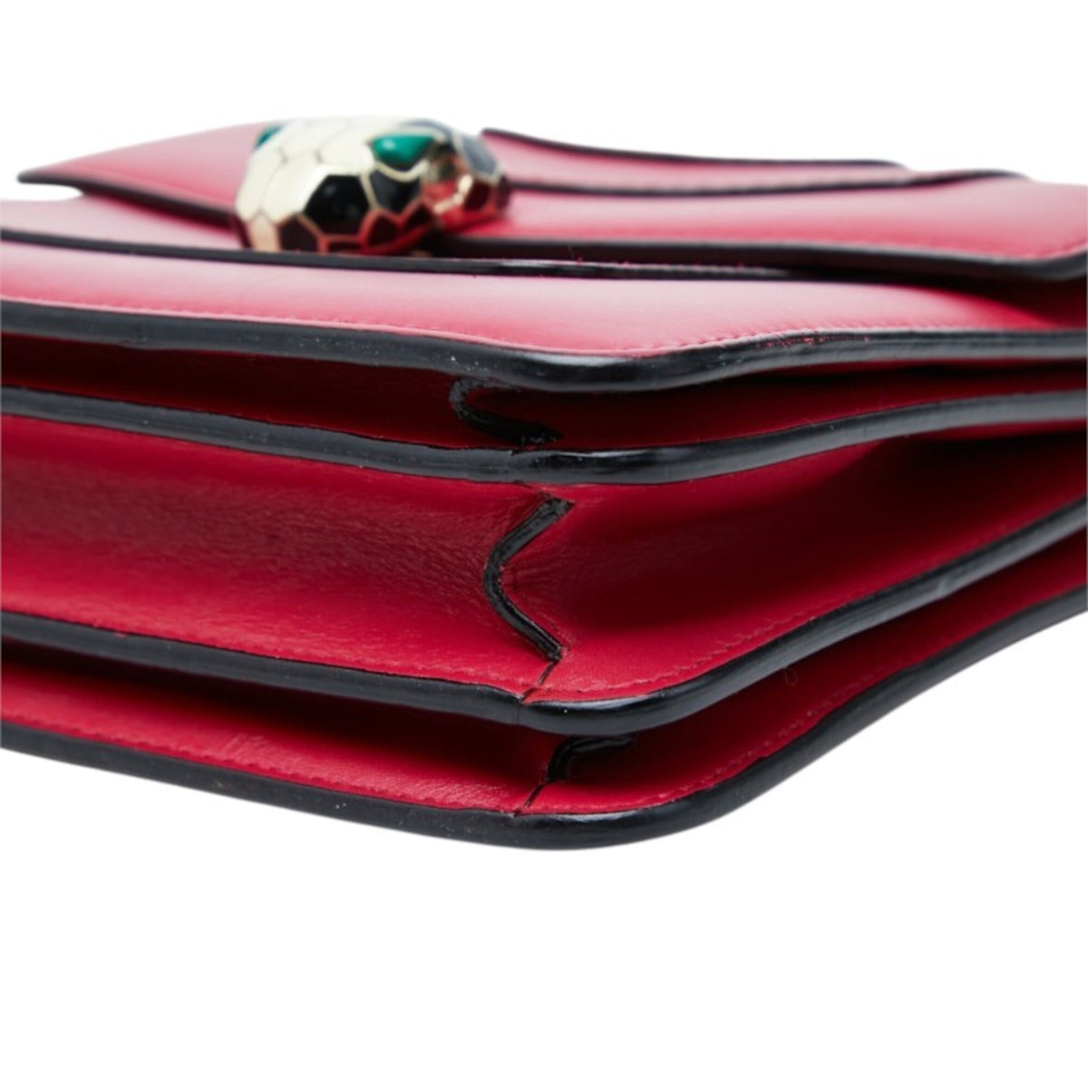Bvlgari Red Color Leather Handbag Shoulder Bag (Pre-Owned)