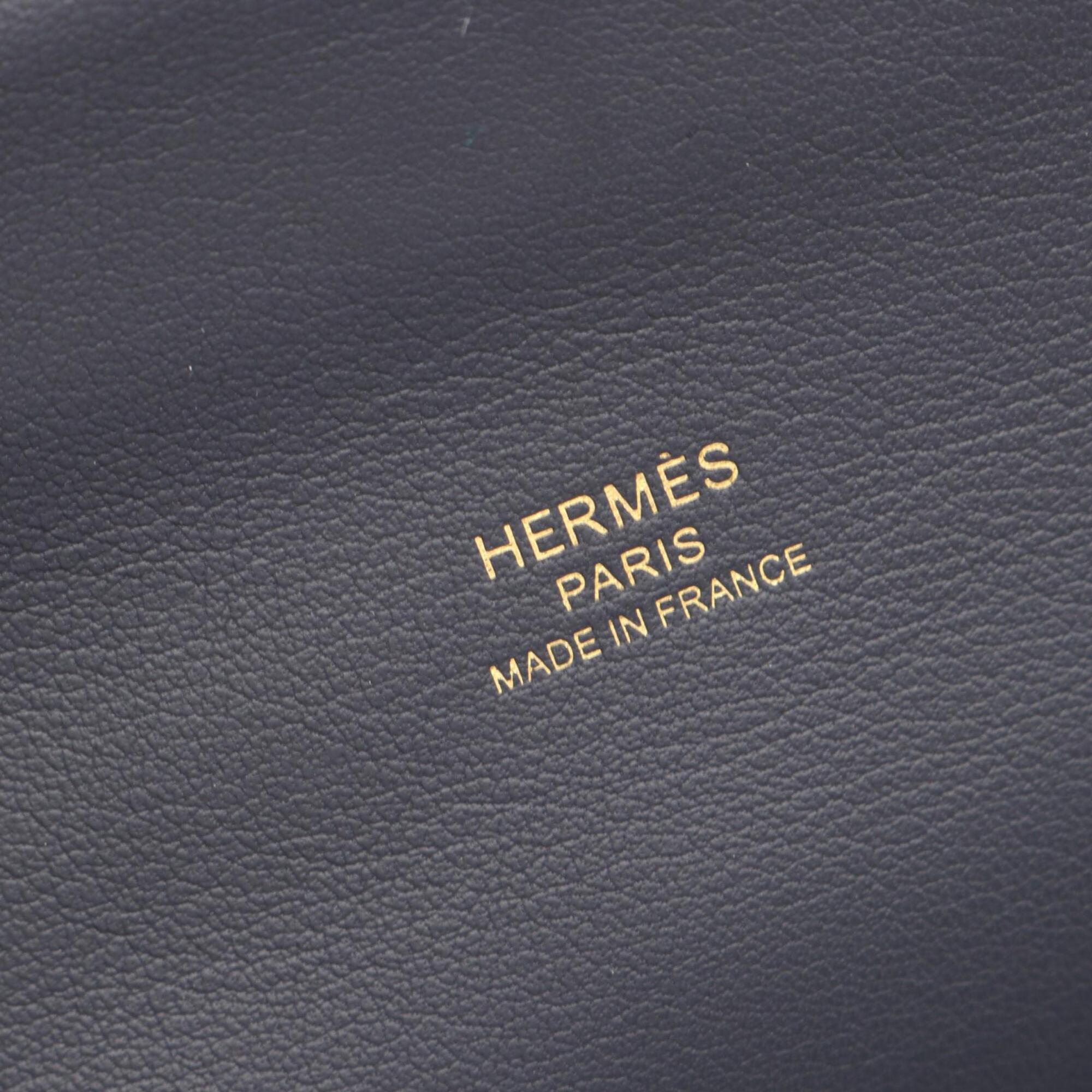 Hermes Navy Leather Handbag Shoulder Bag (Pre-Owned)