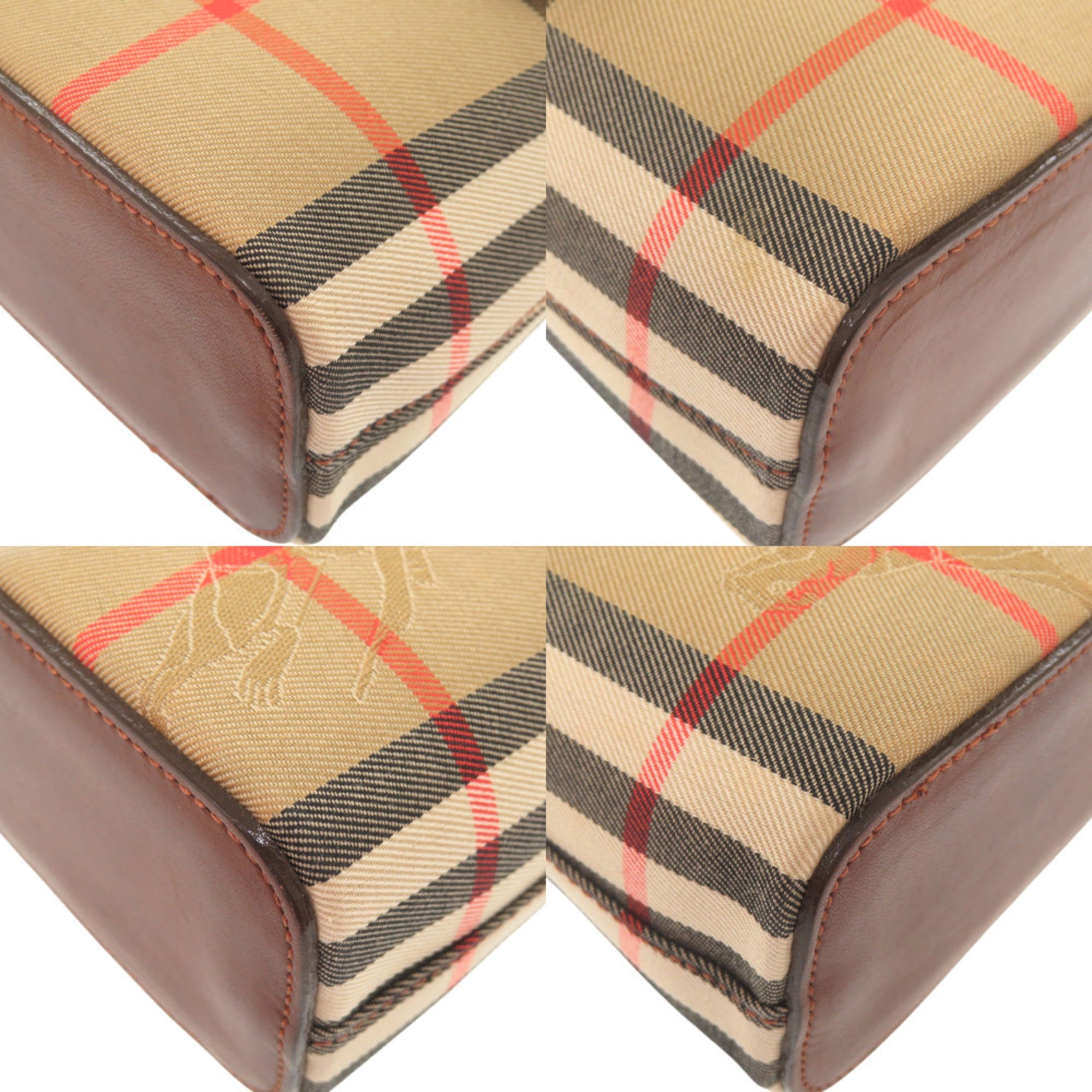 Burberry Beige Brown Canvas Shoulder Bag (Pre-Owned)