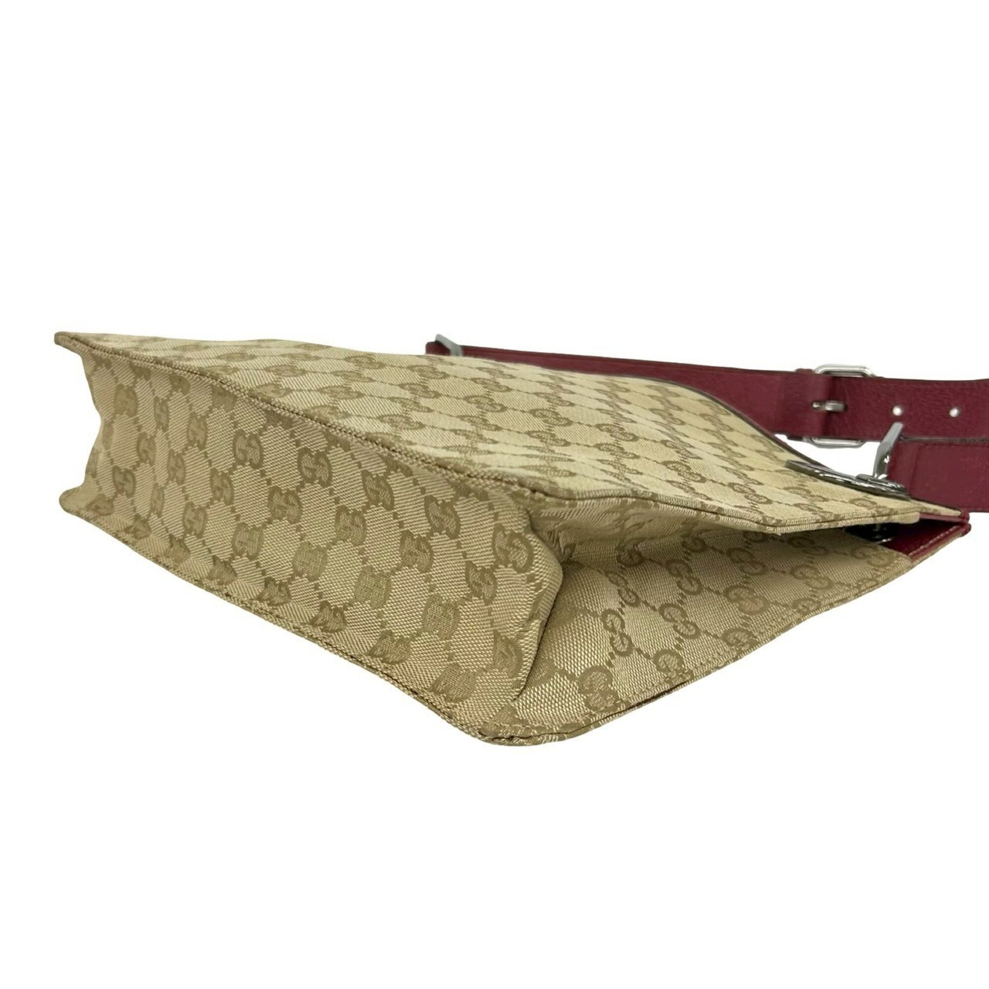 Gucci Beige Bordeaux Canvas Leather Pochette Shoulder Bag (Pre-Owned)