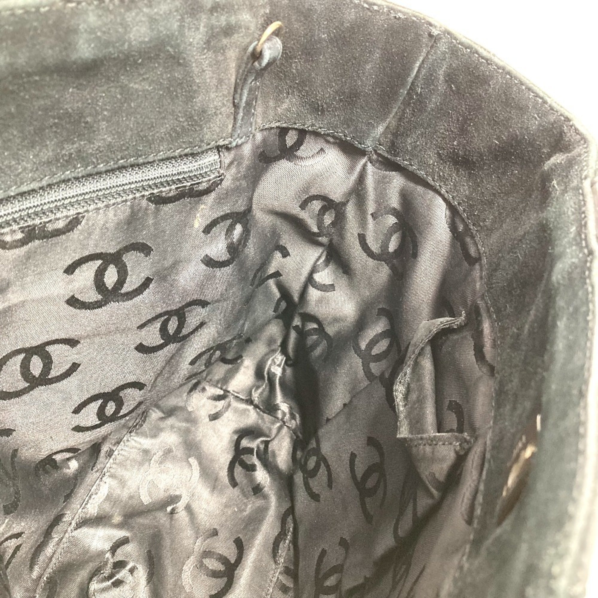 Chanel Black Suede Shoulder Bag Tote Bag (Pre-Owned)
