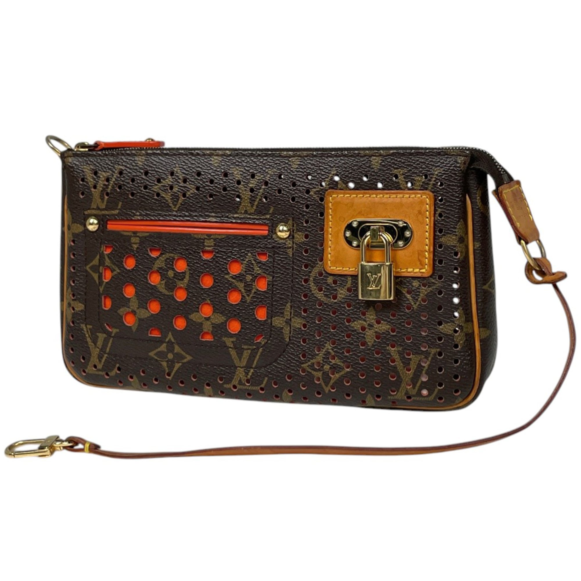 Louis Vuitton Monogram Perfo Lv Orange Orange Monogram Perforated Handbag Pochette (Pre-Owned)