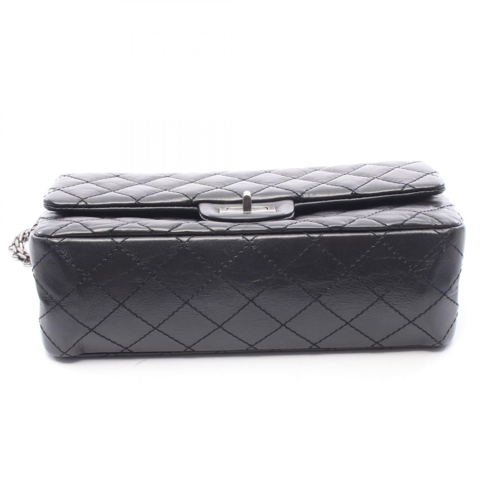 Chanel 2.55 Black Leather Shoulder Bag (Pre-Owned)