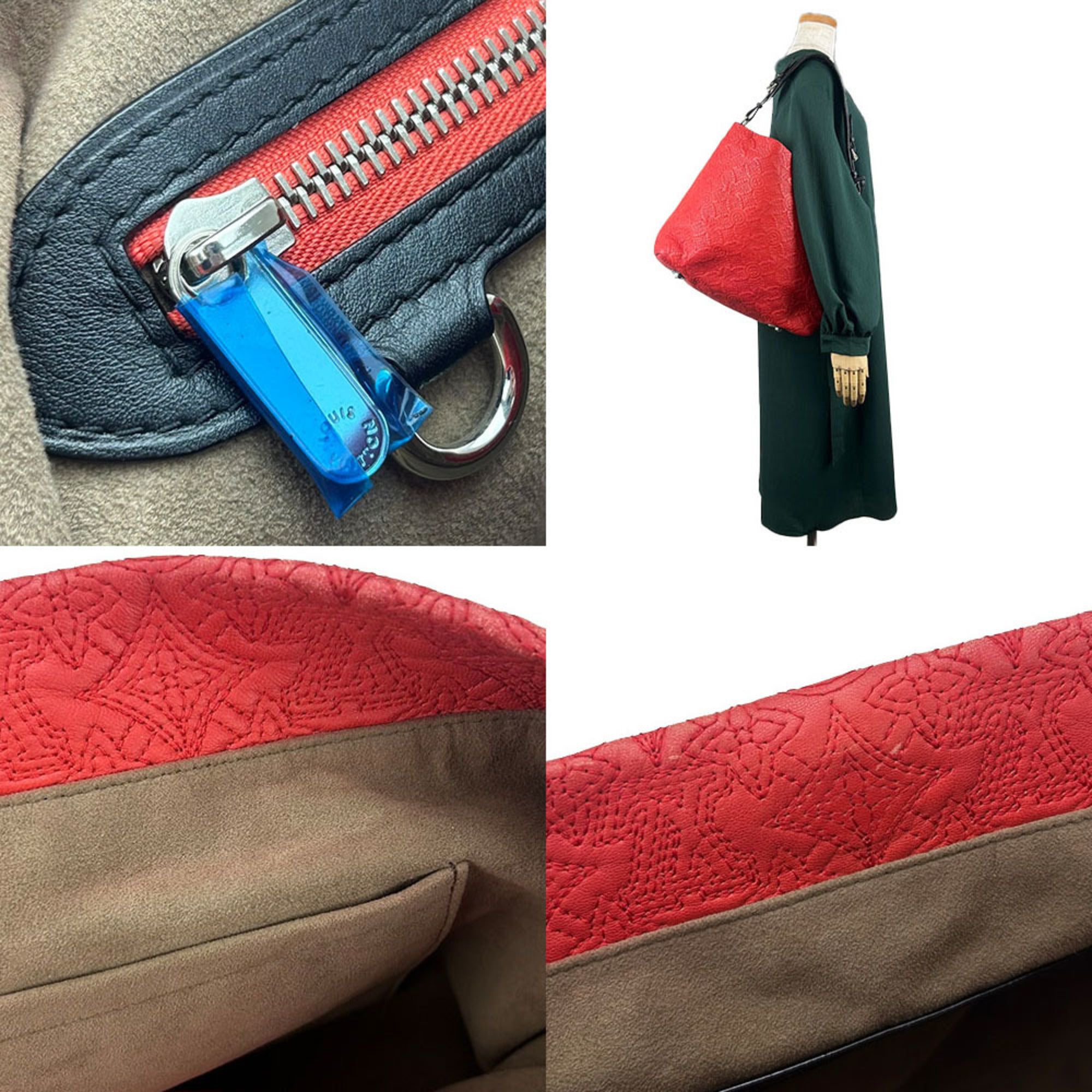Louis Vuitton Black Red Color Monogram Shoulder Bag (Pre-Owned)