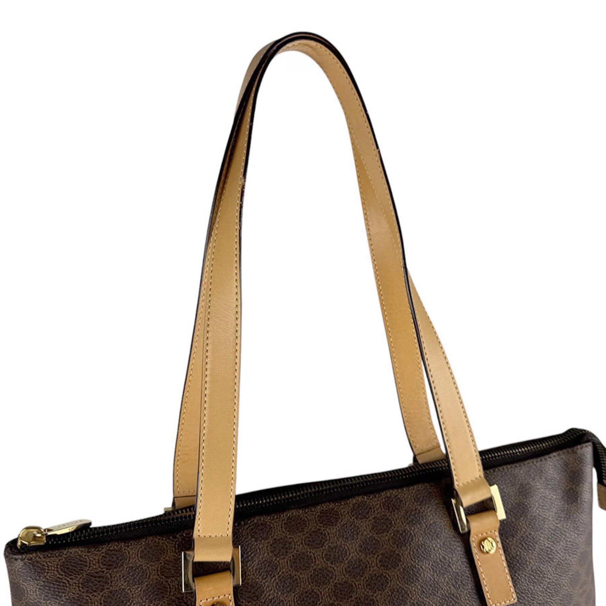Celine Brown Coated Canvas Shoulder Bag (Pre-Owned)