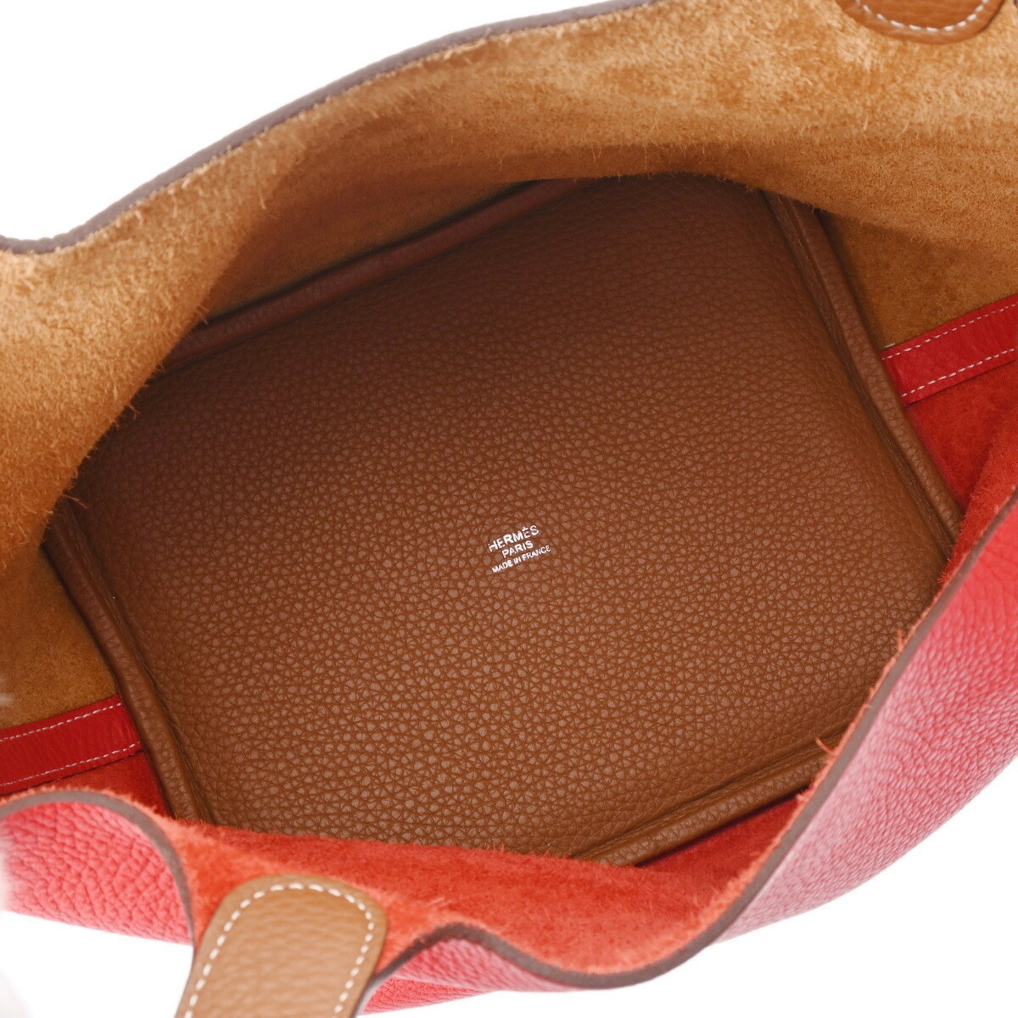 Hermes Gold Red Color Taurillon Clemence Leather Handbag (Pre-Owned)