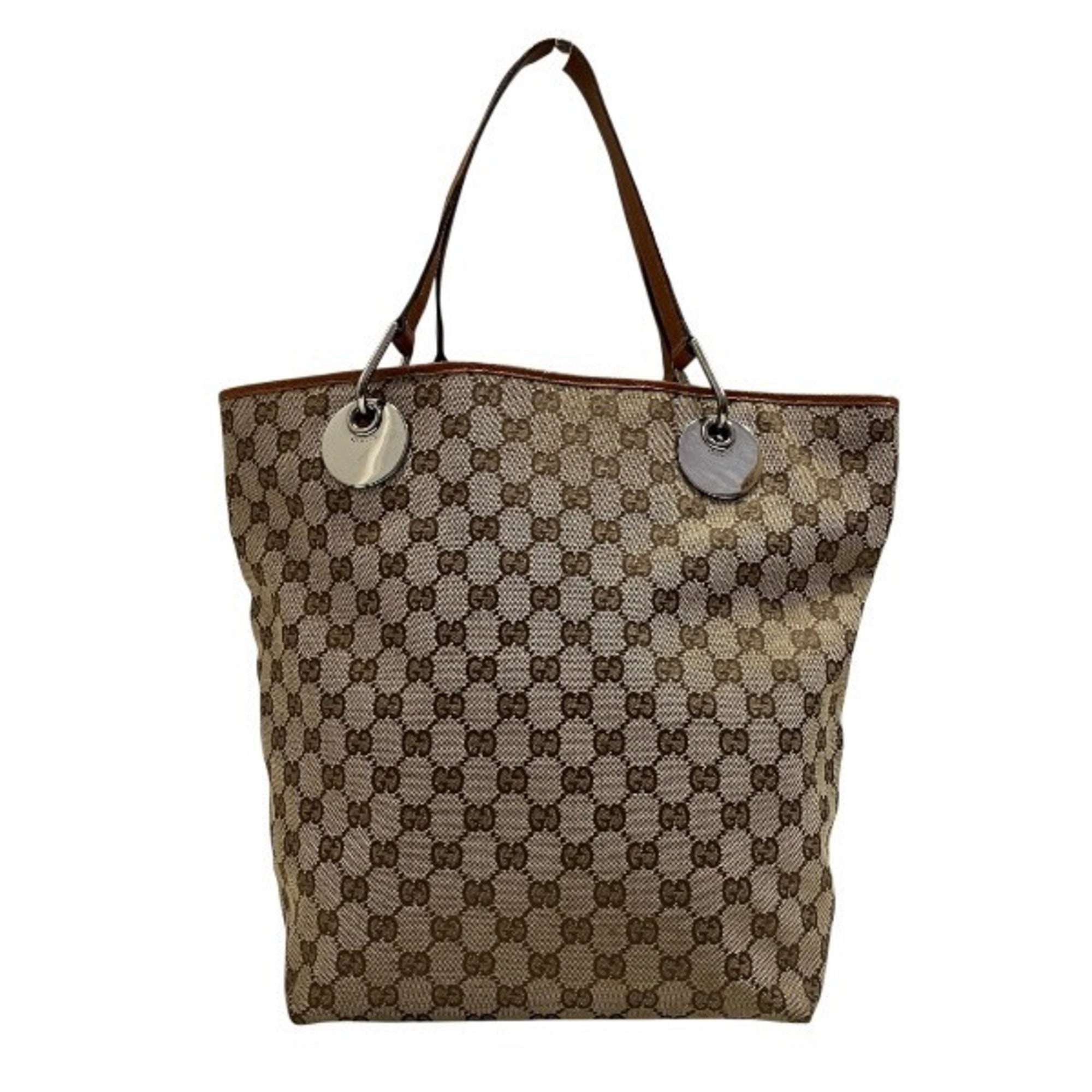 Gucci Beige Orange Gg Canvas Handbag Shoulder Bag Tote Bag (Pre-Owned)