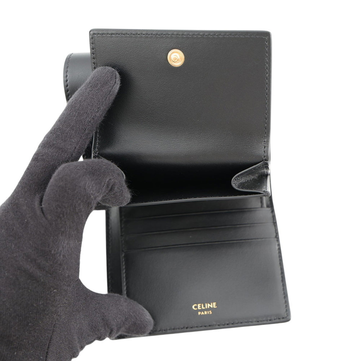 Celine Black Leather Wallet (Tri-Fold) (Pre-Owned)