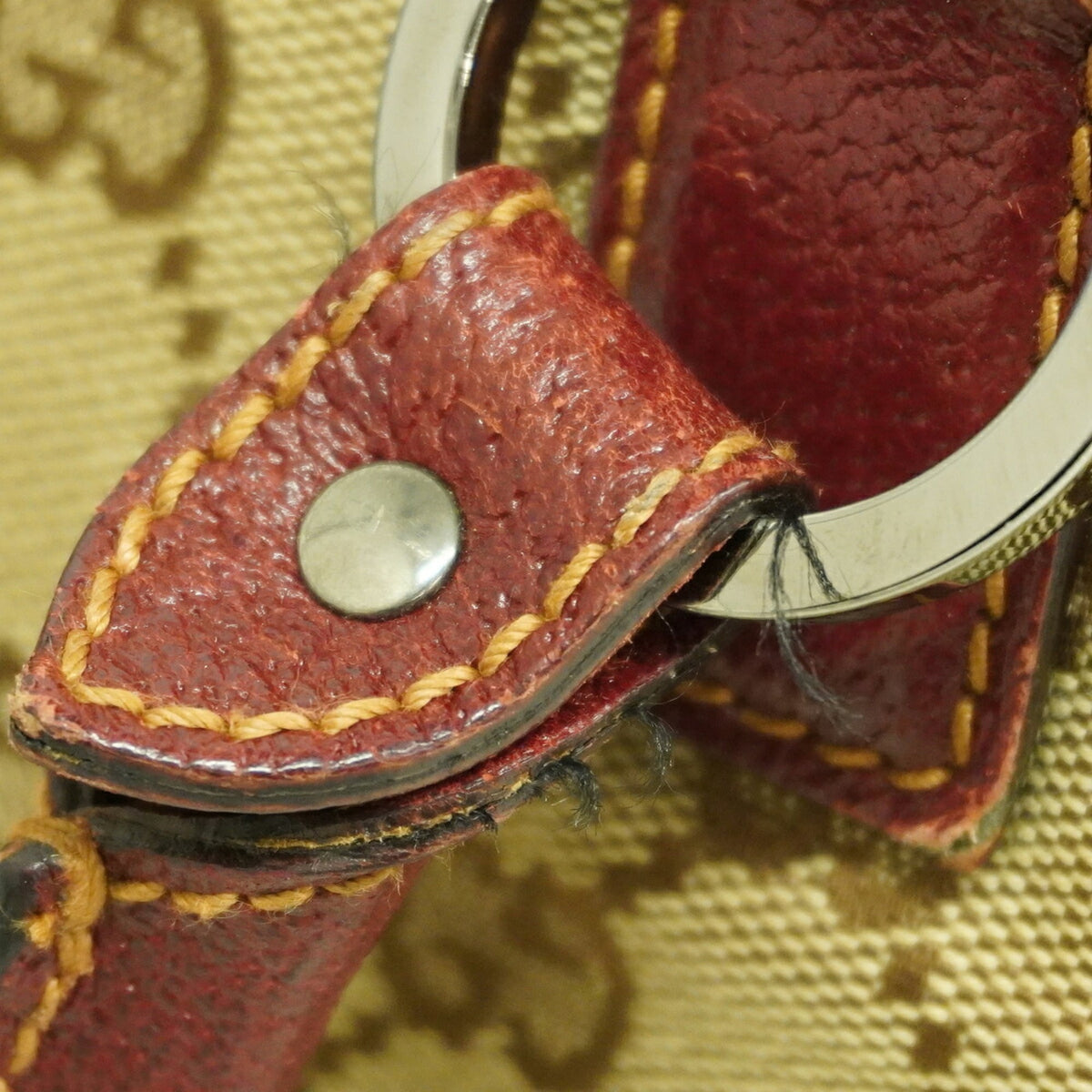 Gucci Beige Bordeaux Canvas Handbag (Pre-Owned)