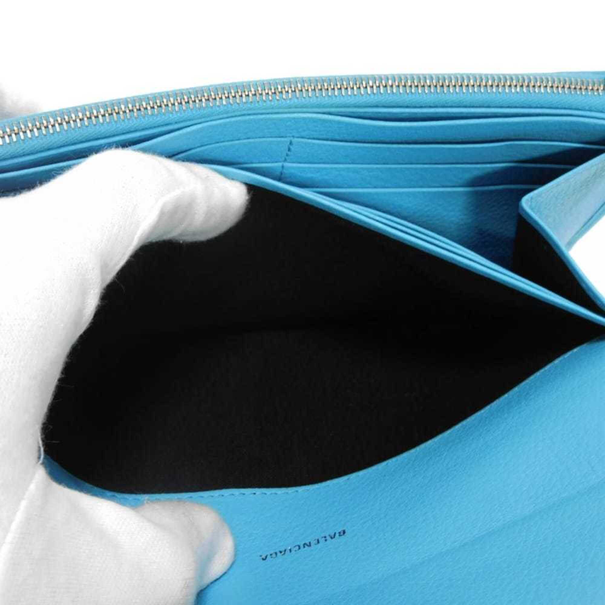 Balenciaga Blue Leather Long Wallet (Bi-Fold) (Pre-Owned)