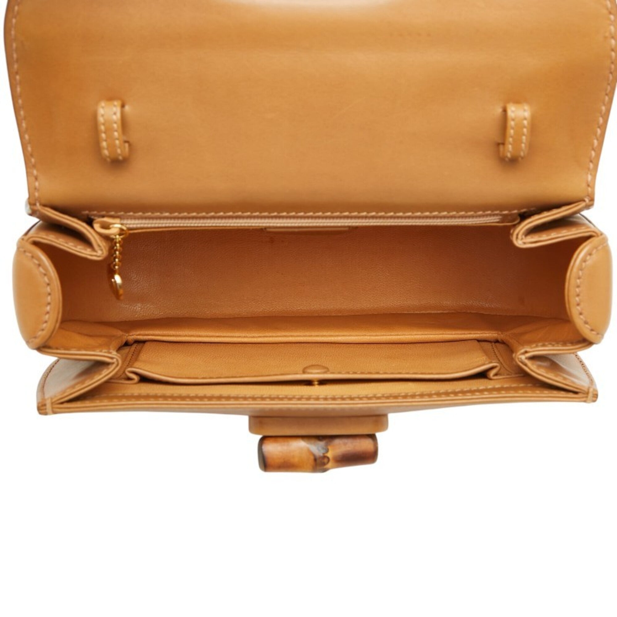 Gucci Brown Bamboo Leather Handbag Shoulder Bag (Pre-Owned)