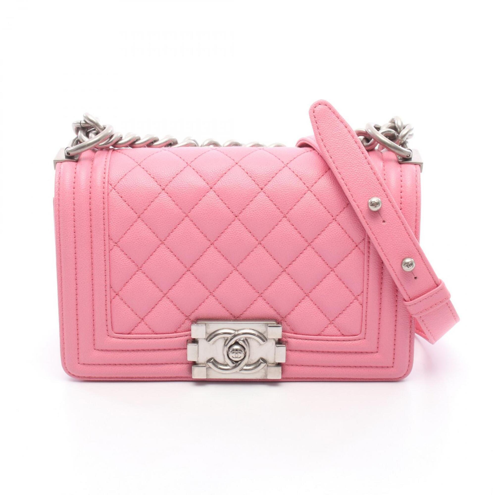 Chanel Pink Grained Calfskin Handbag Shoulder Bag (Pre-Owned)