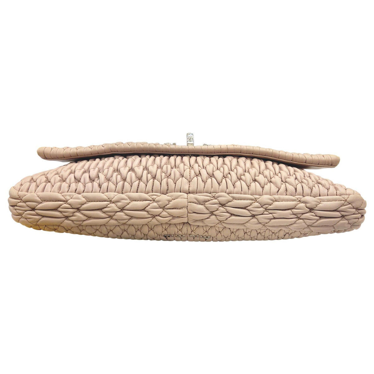 Miu Miu Matelasse Pink Beige Leather Shoulder Bag (Pre-Owned)