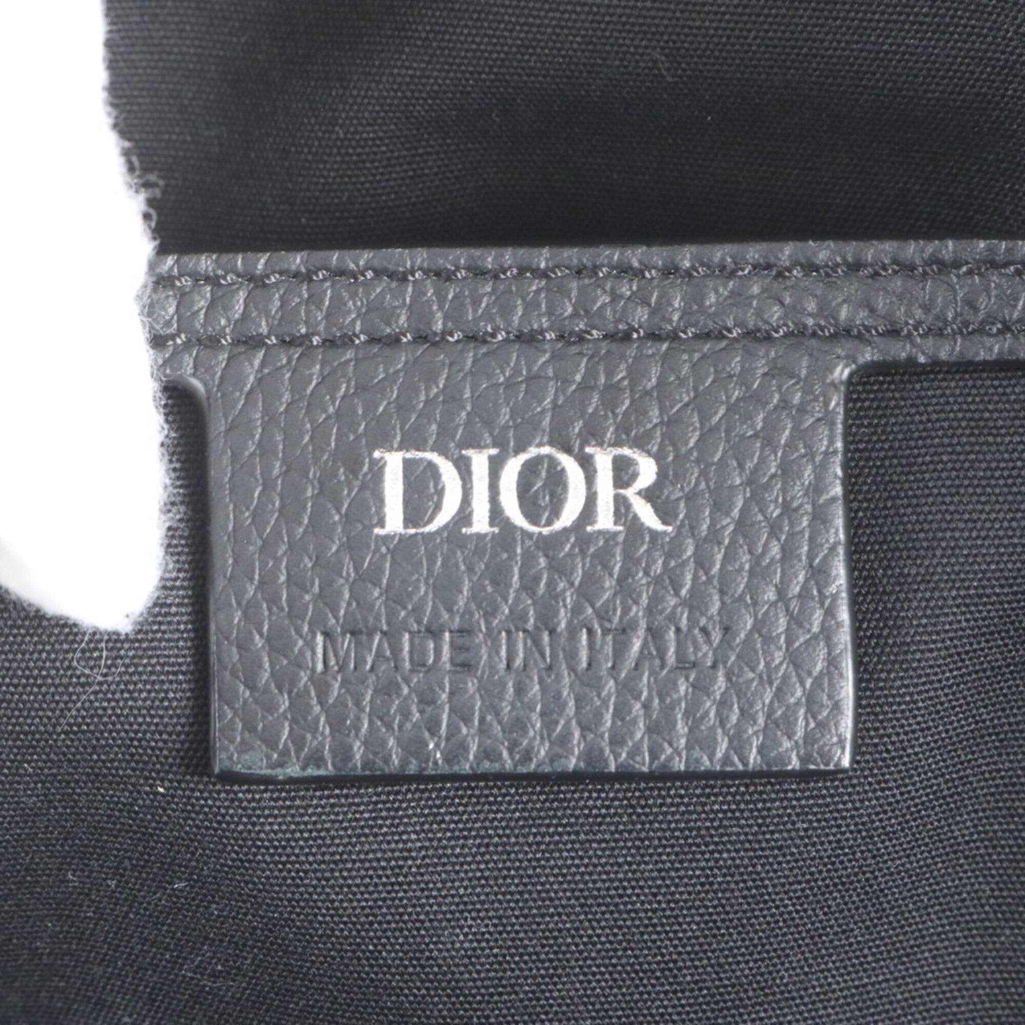 Christian Dior Beige Black Leather Canvas Backpack (Pre-Owned)