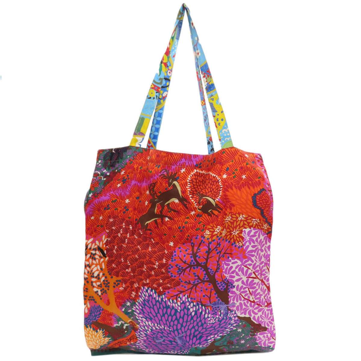 Hermes Blue Purple Red Color Silk Eco-Bag Handbag (Pre-Owned)