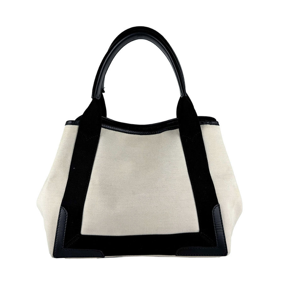 Balenciaga Black Ivory Canvas Leather Handbag (Pre-Owned)